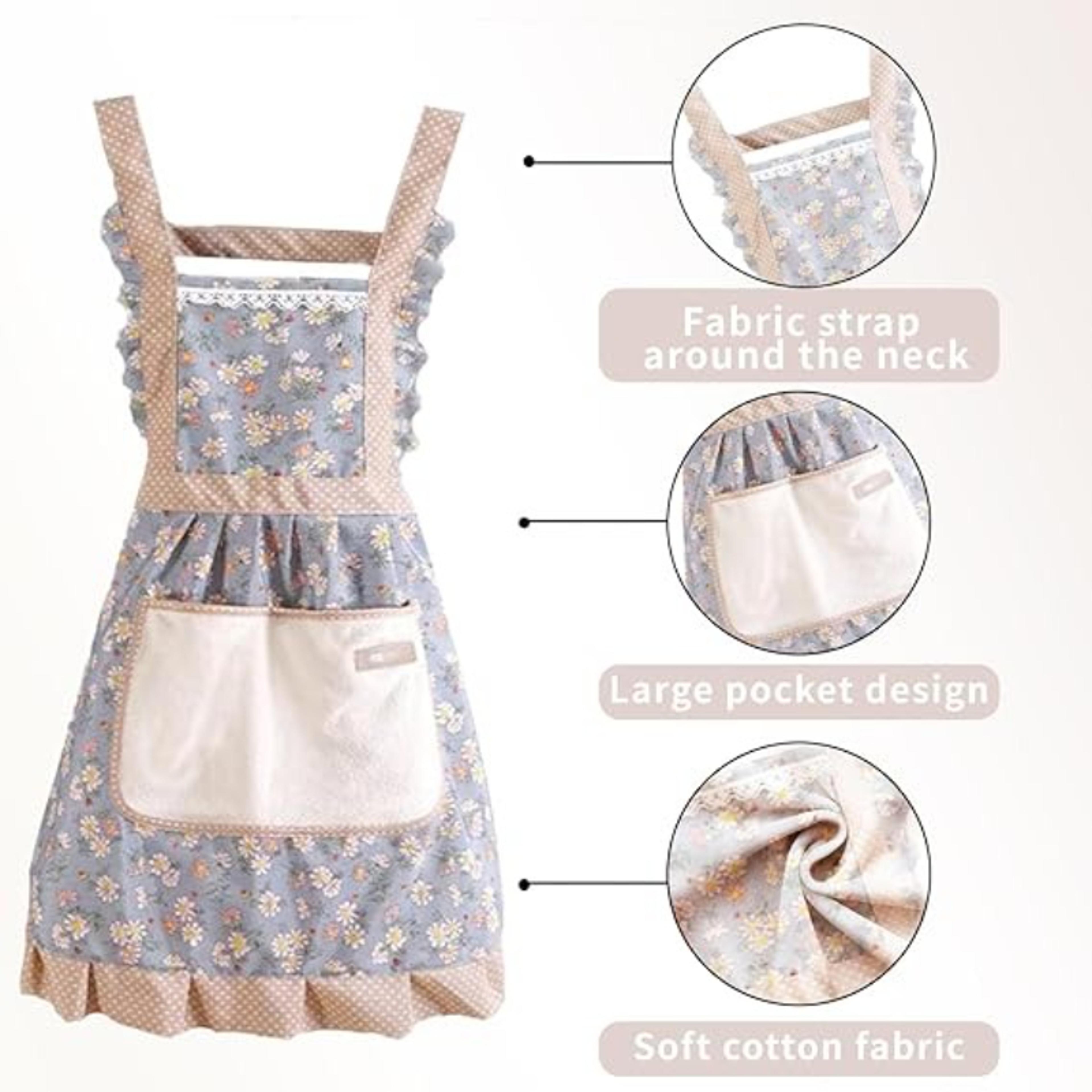 Cute Kitchen Apron With Pockets Adjustable Baking  Cooking Apron For Women 4