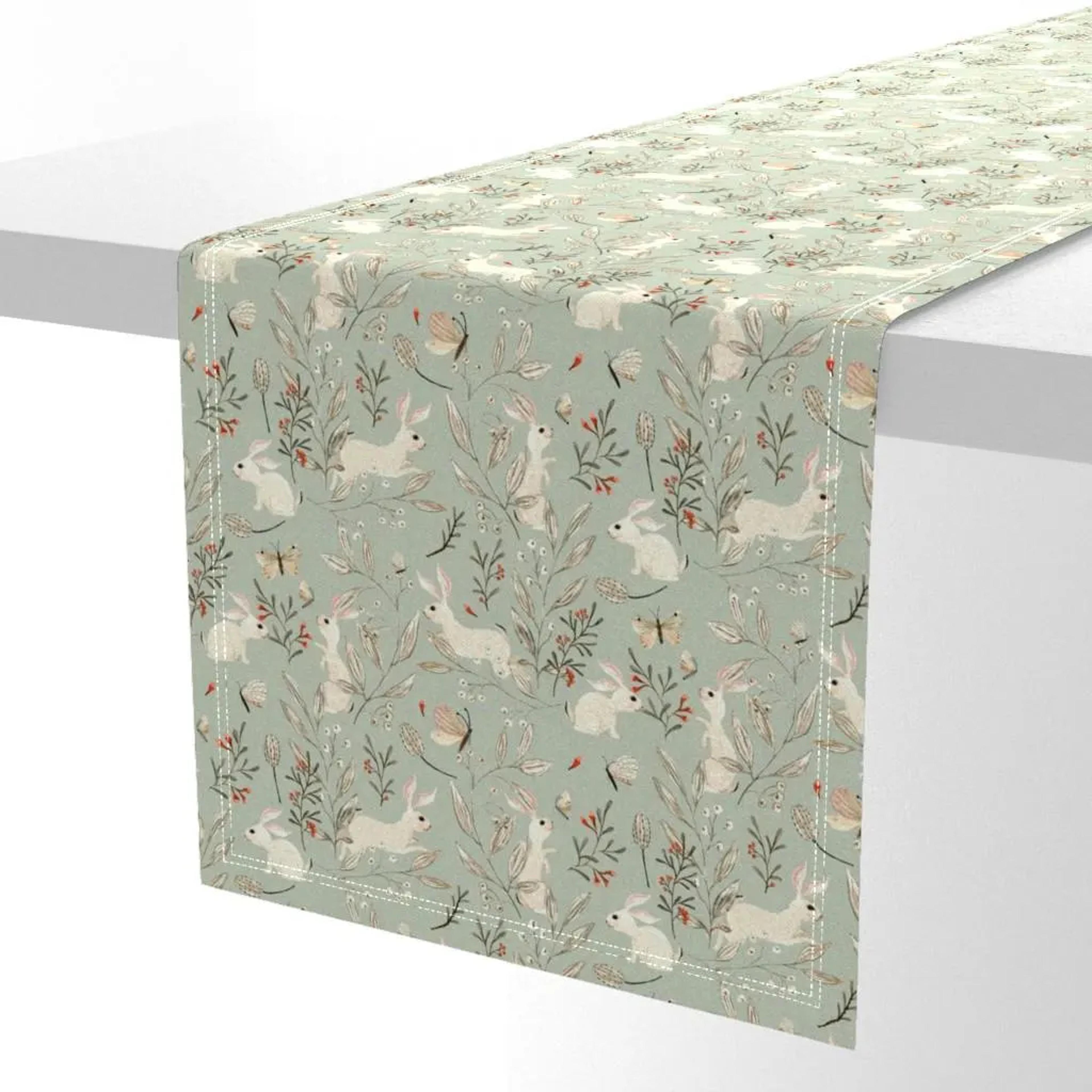 Easter Bunny Floral Linen Table Runner Elegant Holiday Table Decor 2