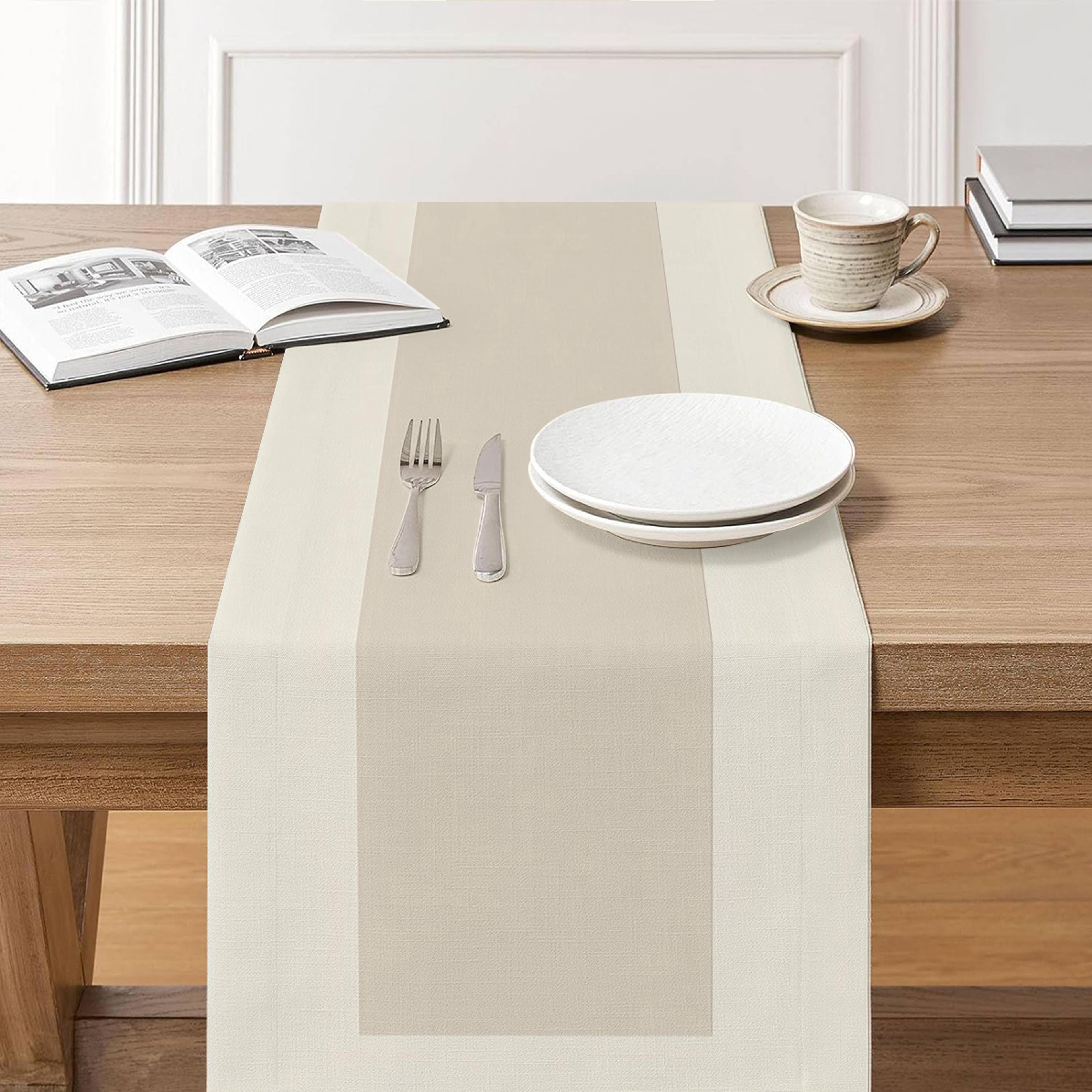 Serene Beige Table Runner Minimalist Home  Holiday Decor 2