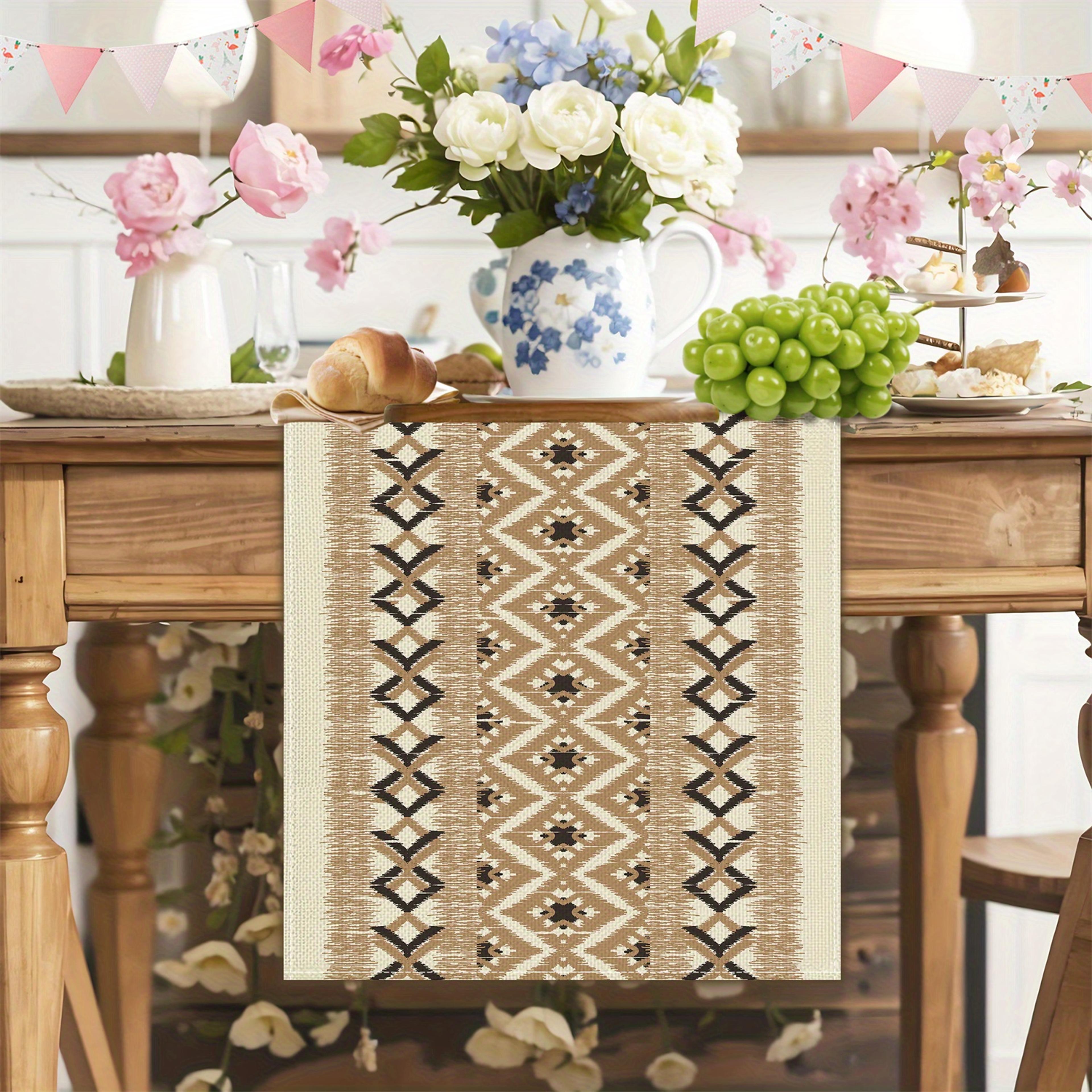 Bohemian Table Runner Linen Dinner Party  Home Decor Accent 2