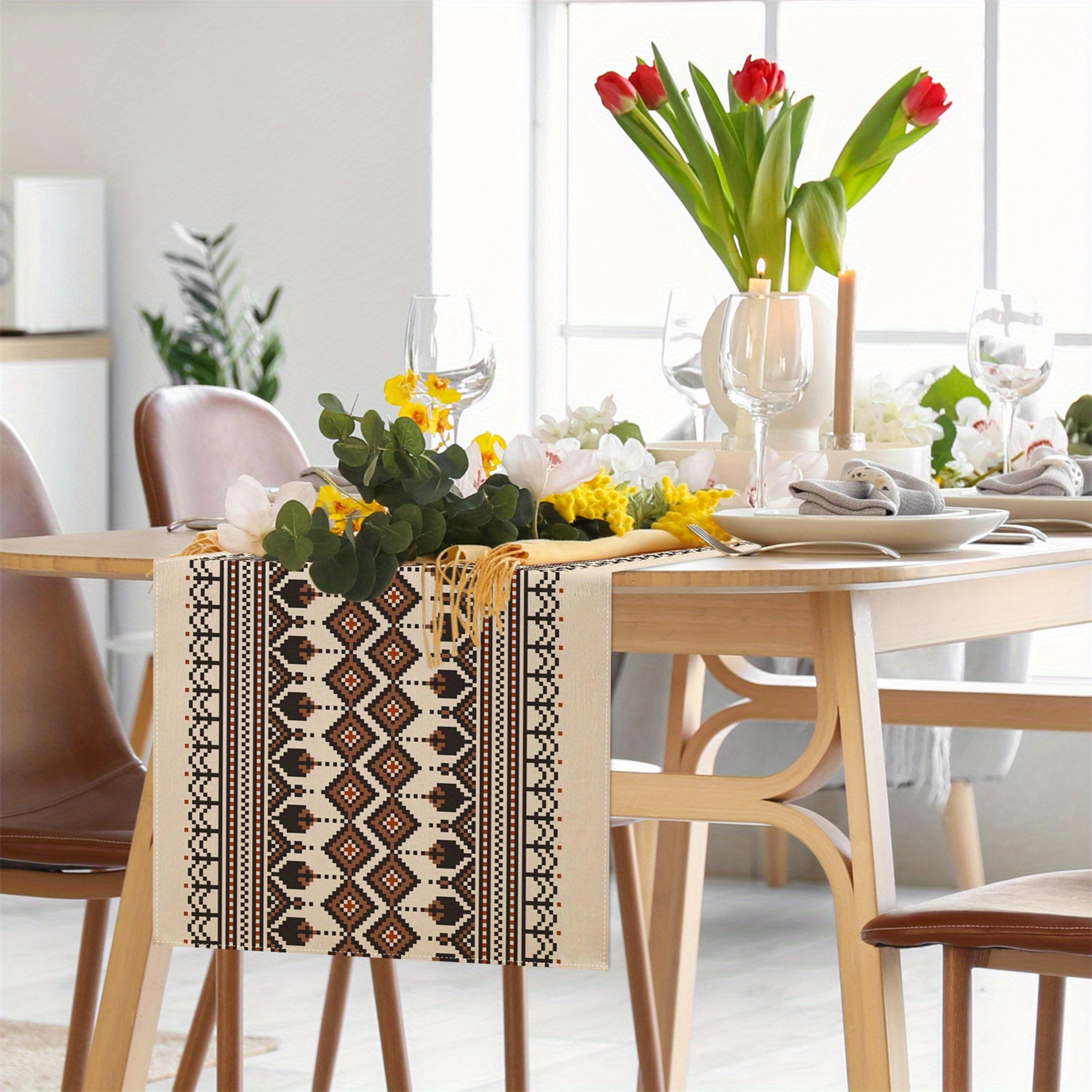 Bohemian Geometric Diamond Table Runner Ethnic Print Dining Decor 4