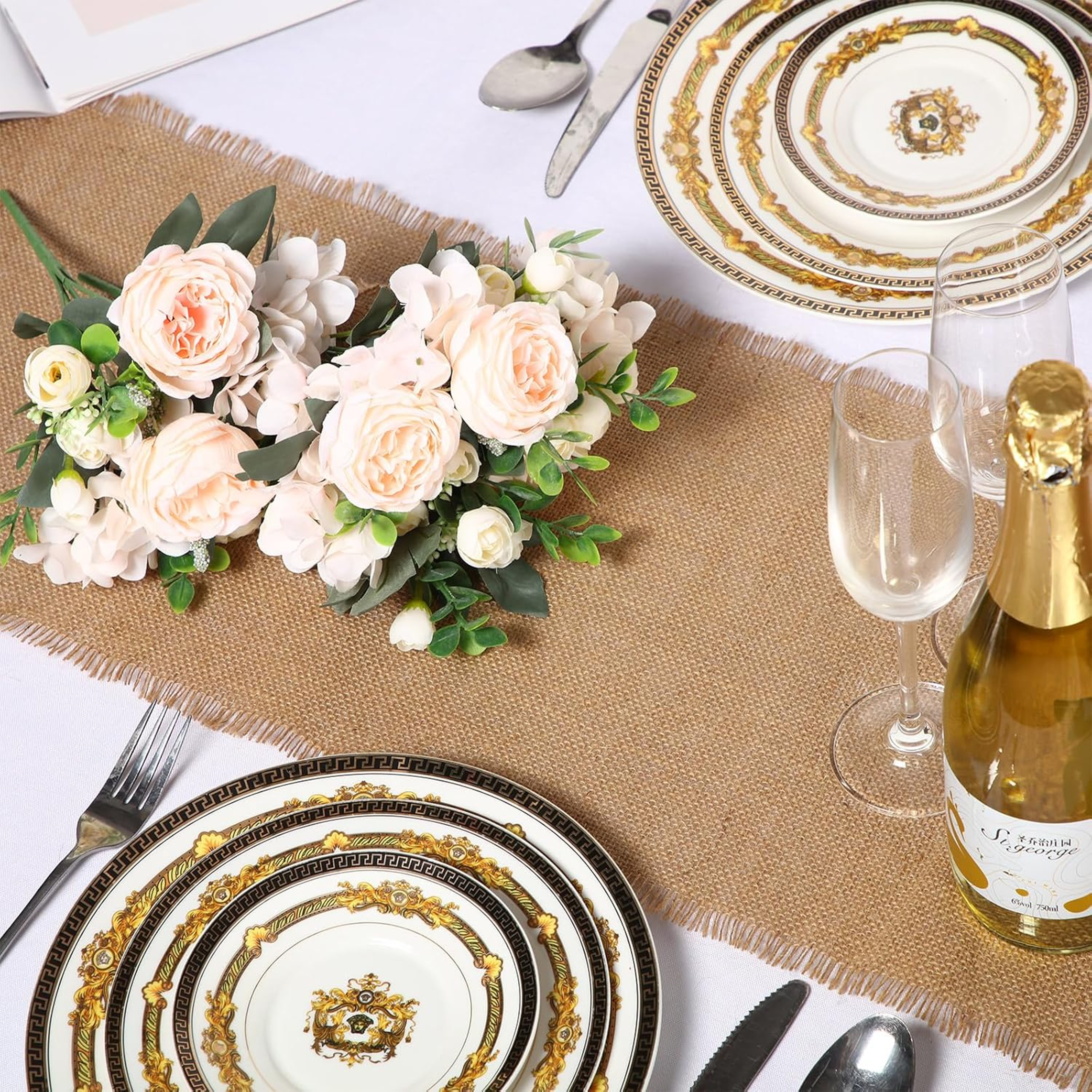 Rustic Jute Table Runner Farmhouse Burlap Dining Decor 5