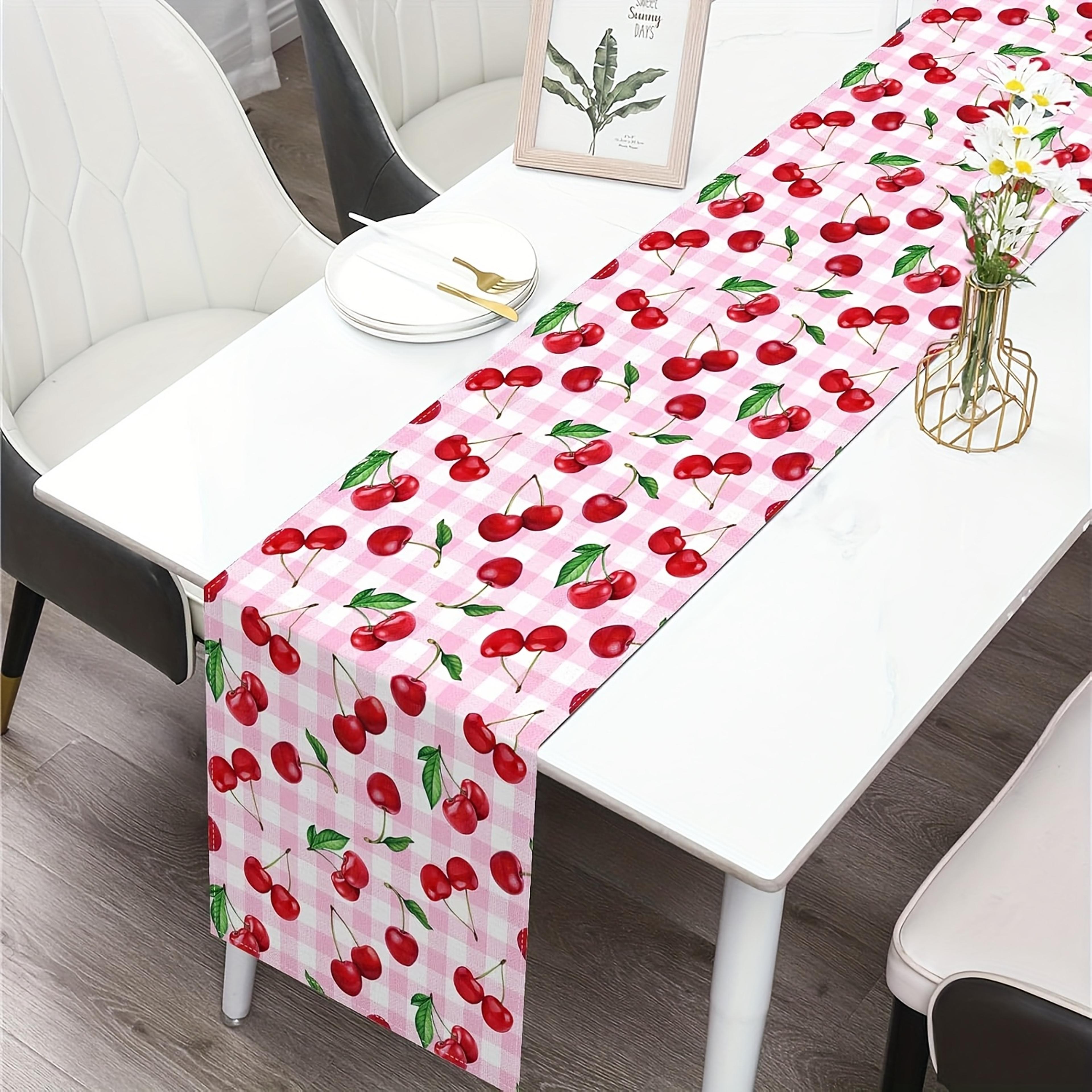 Cherry Table Runner Spring  Summer Fruit Decor For Kitchen Dining 1