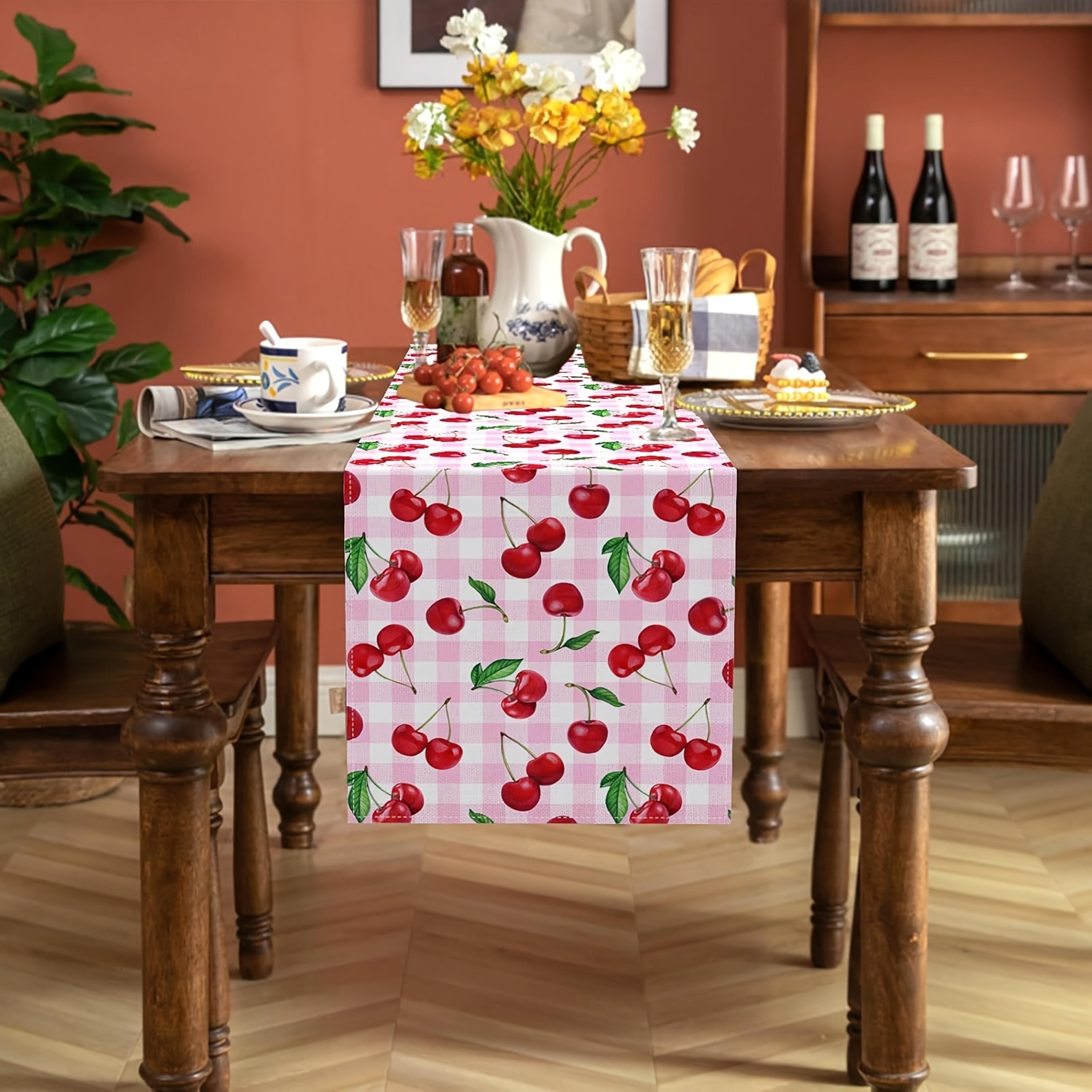 Cherry Table Runner Spring  Summer Fruit Decor For Kitchen Dining 2