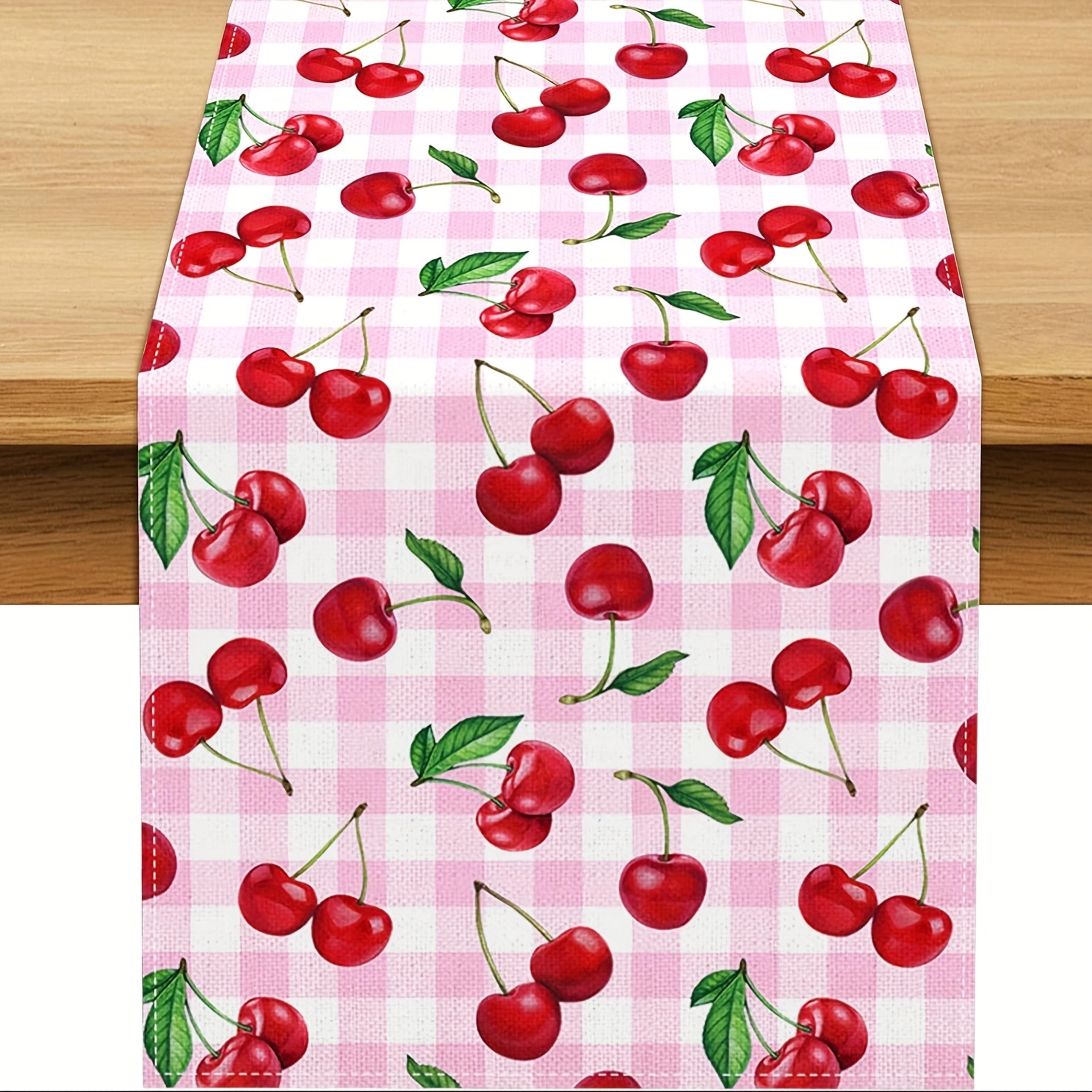 Cherry Table Runner Spring  Summer Fruit Decor For Kitchen Dining 5