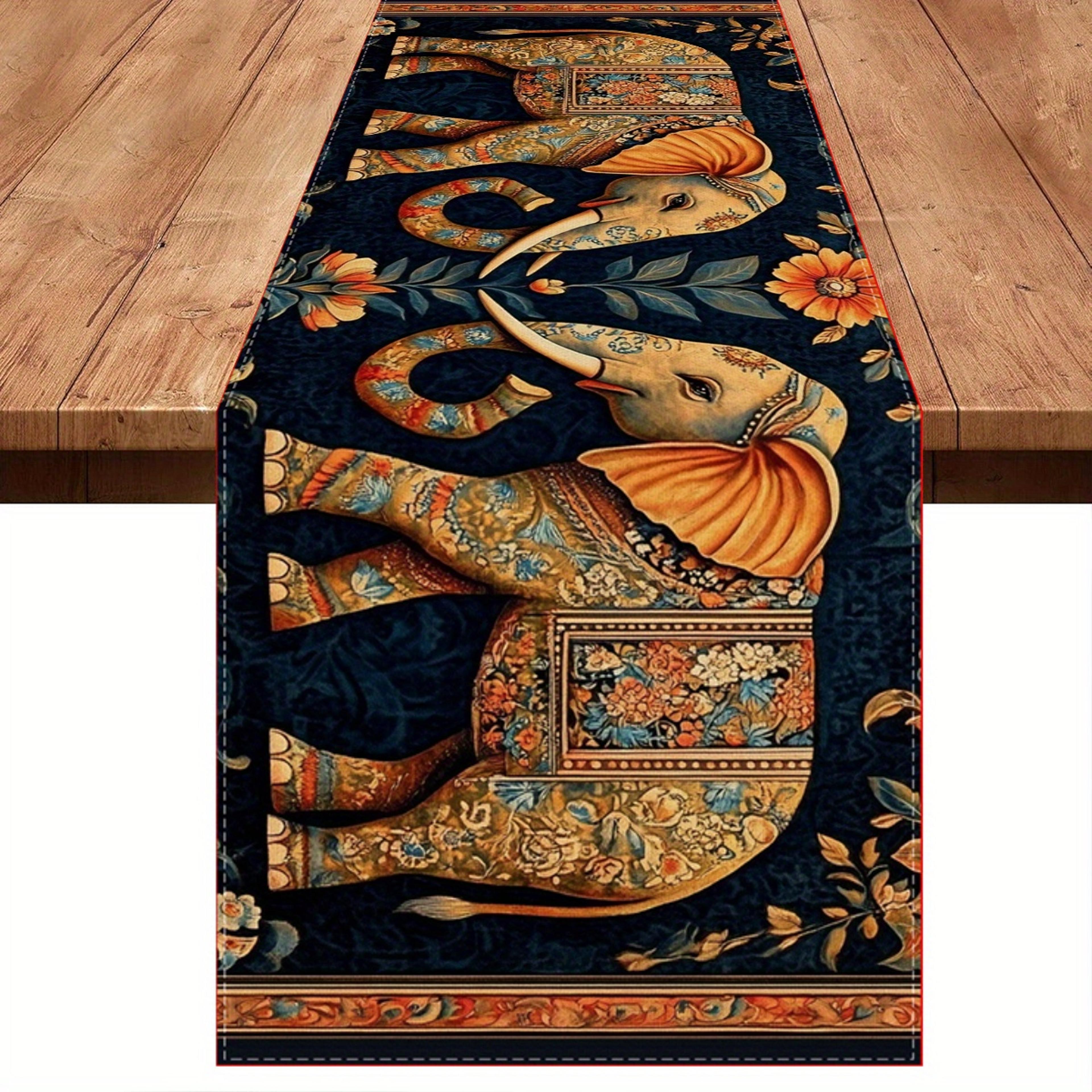 Elephant Bohemian Table Runner For Dining Table Premium Polyester Table Runner Decor 5