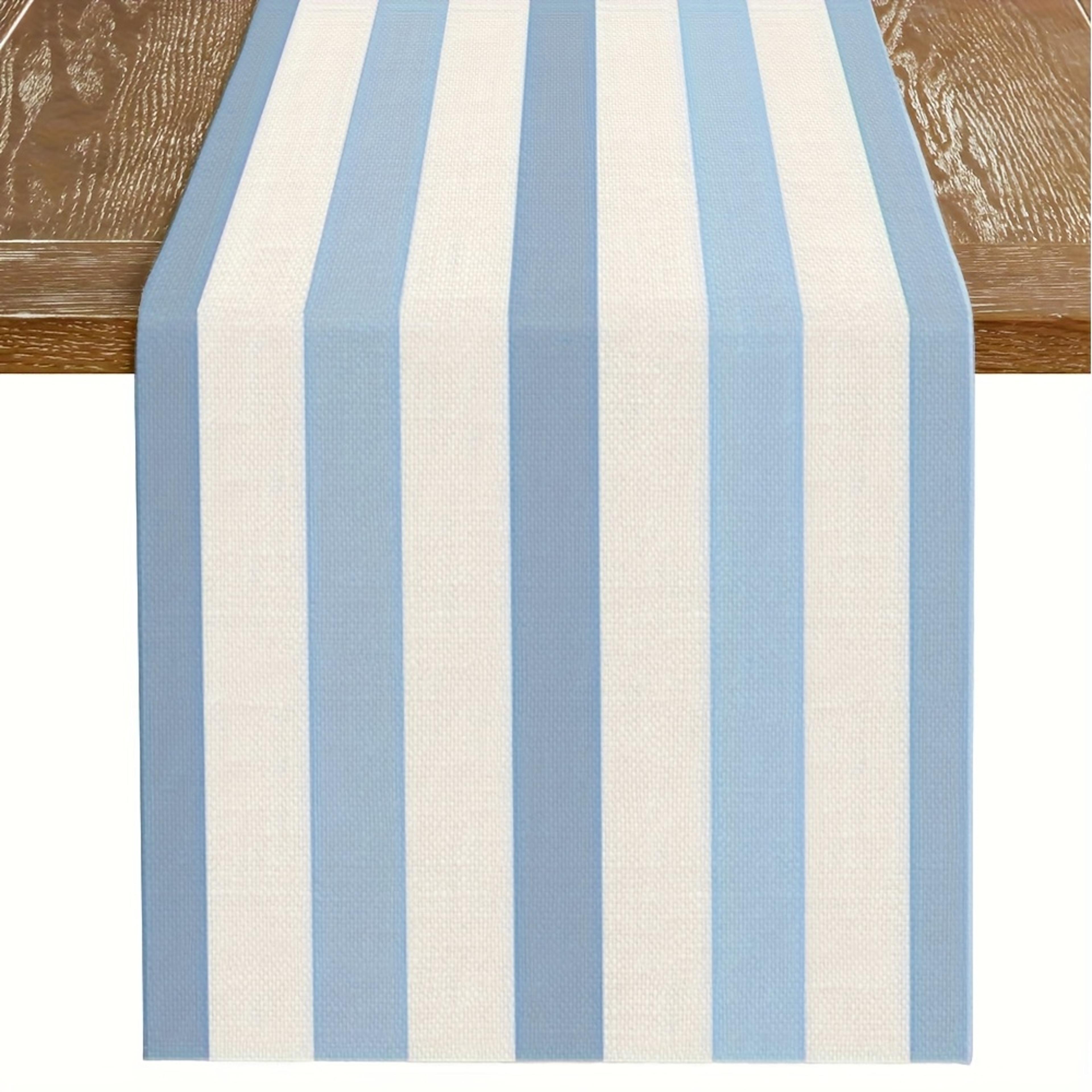 Elegant Minimalist Light Blue Striped Table Runner For Dining  Kitchen Decor 4