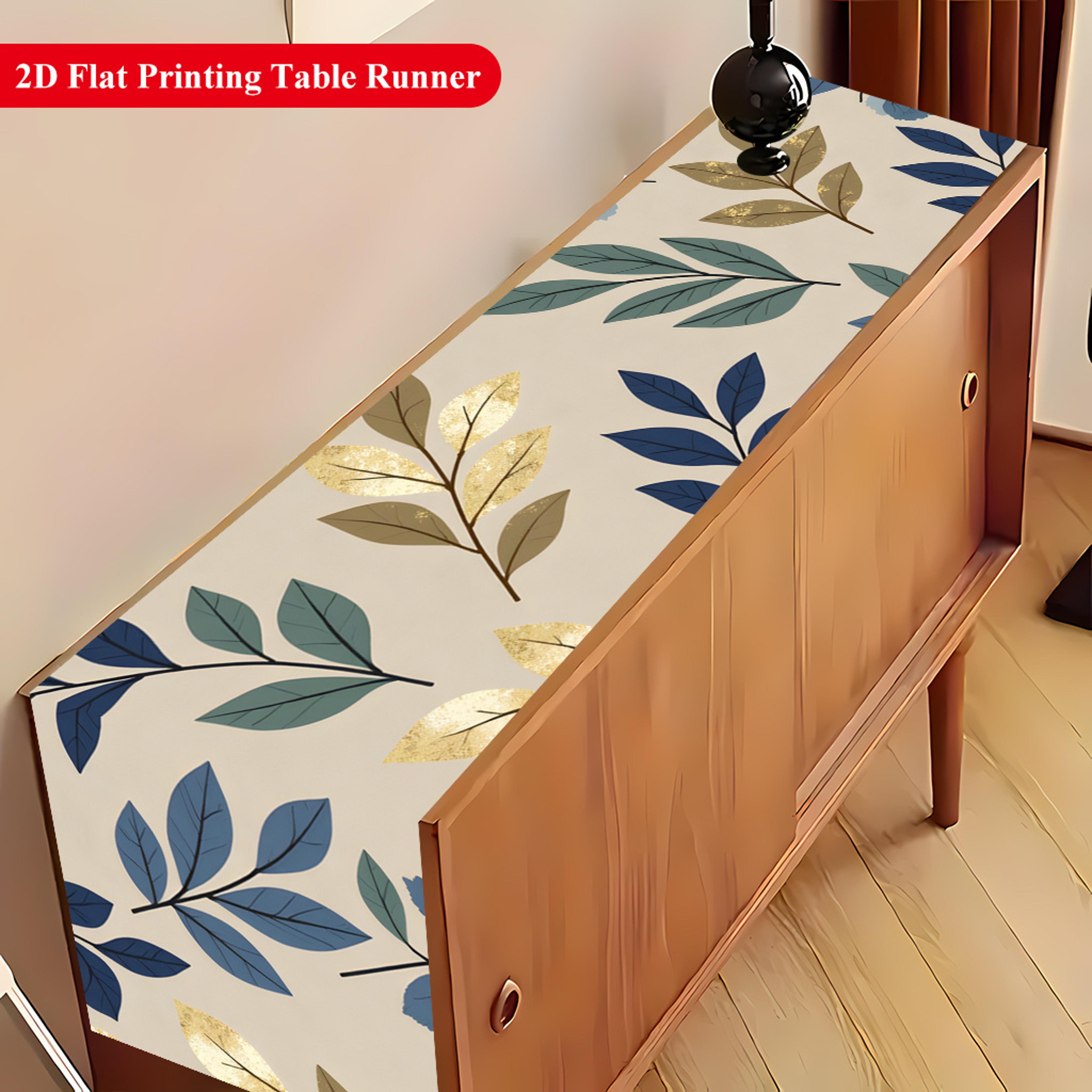 Elegant Gold  Blue Leaf Decorative Dining Table Runner Premium Polyester For Wedding  Home 2