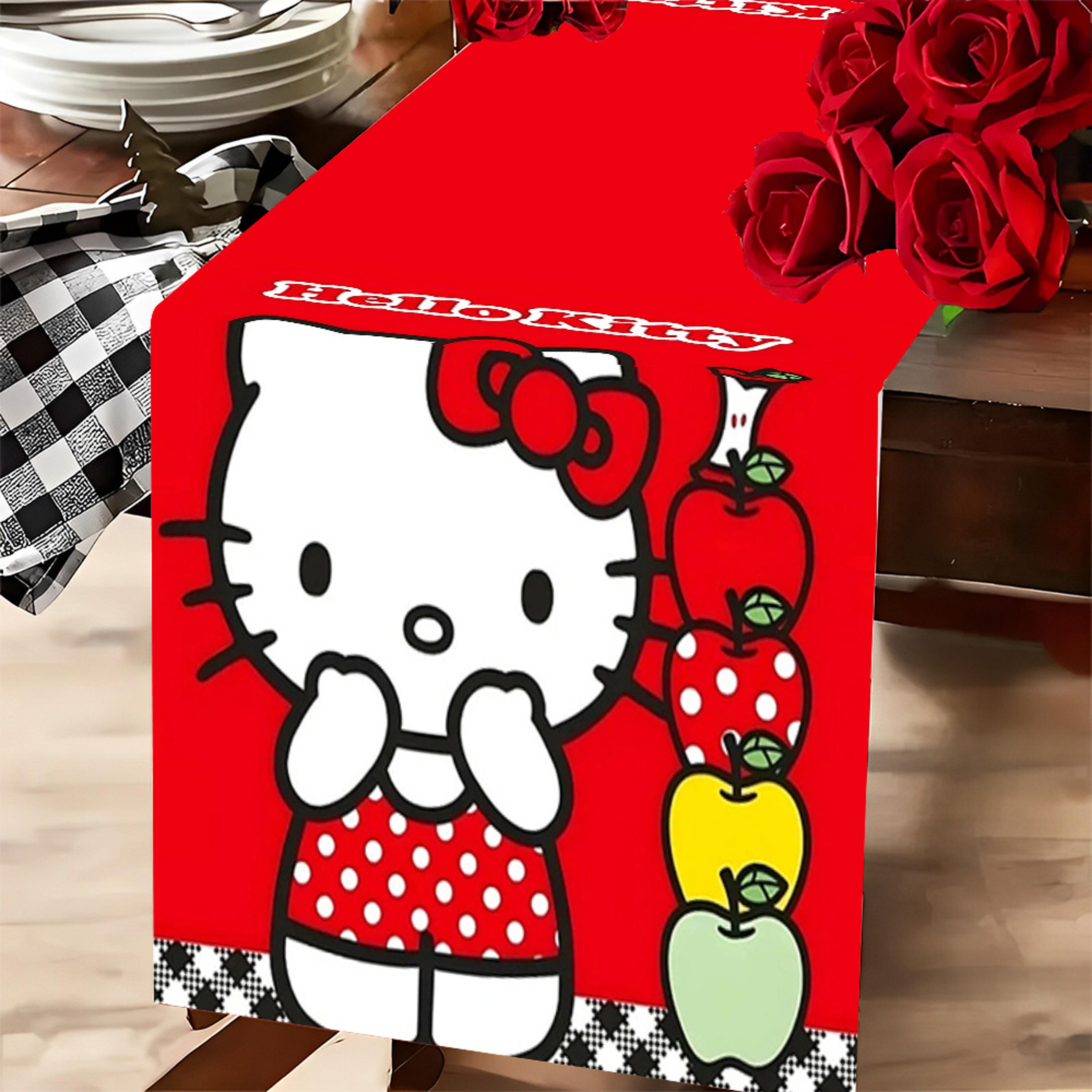 Kawaii Hello Kitty Table Runner Red Festive Party  Holiday Table Decor 4