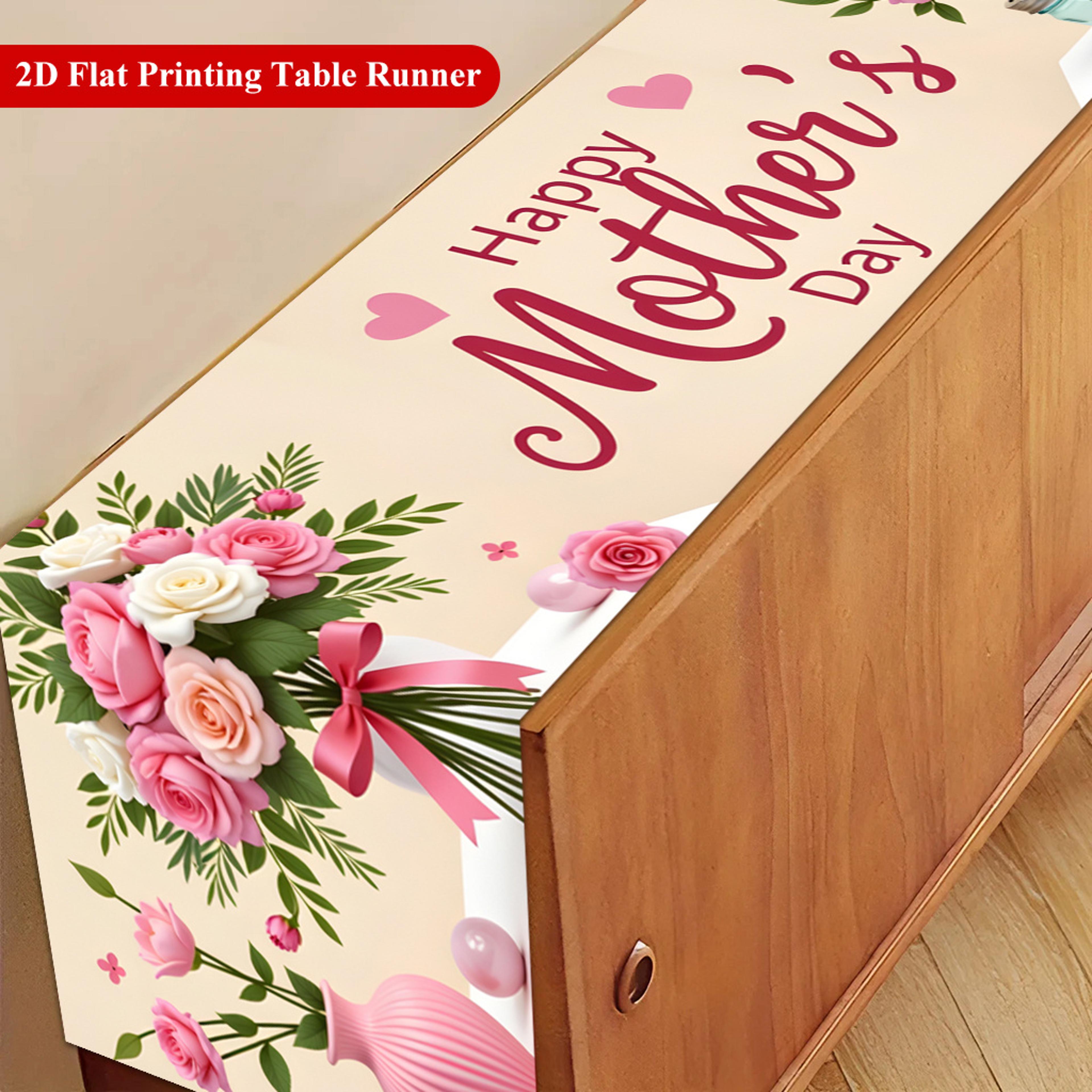 Happy Mothers Day Floral Mothers Day Table Runner Rose Print Dining Table Decor 1