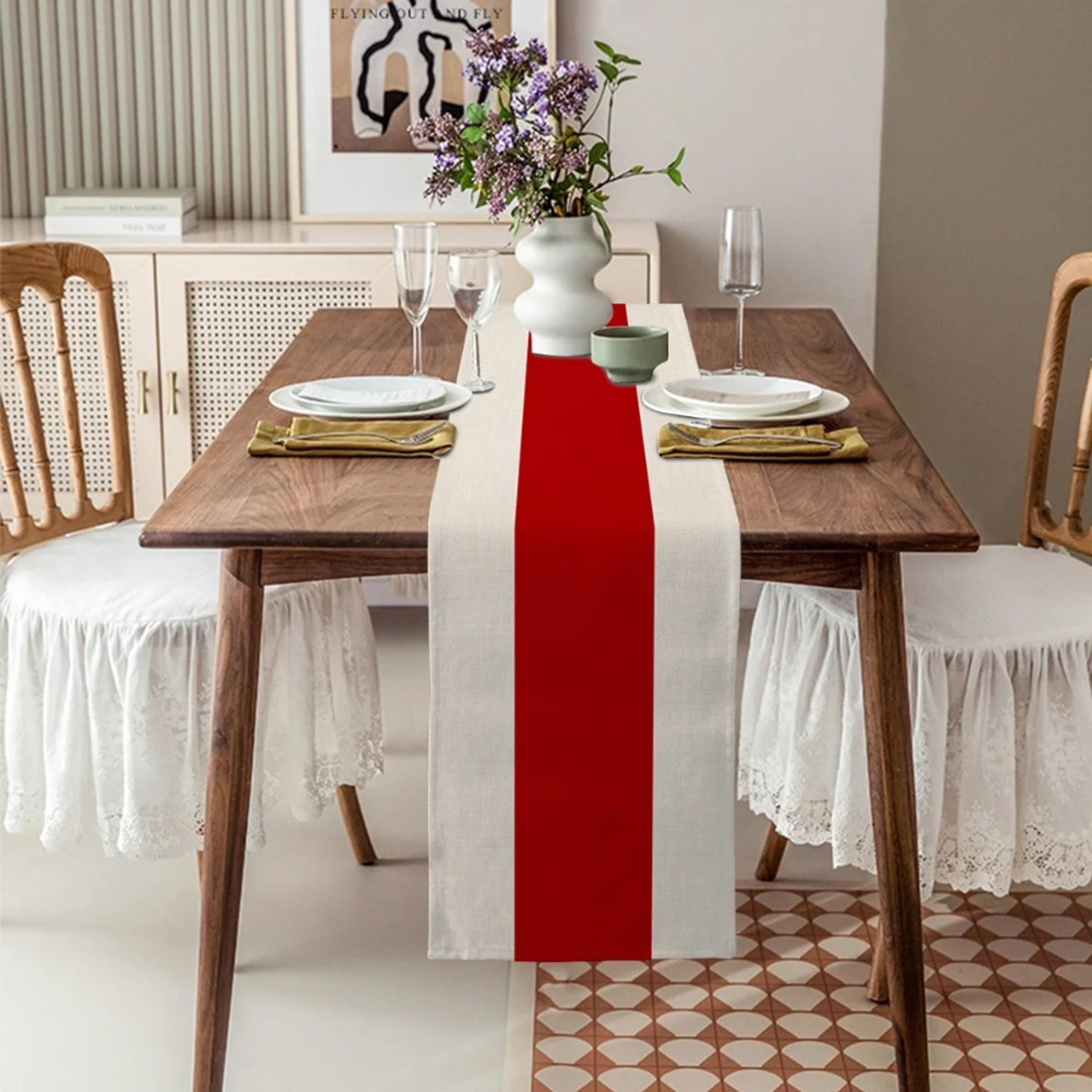 Classic Red Stripe Table Runner For Dining Table Holiday Decor 3
