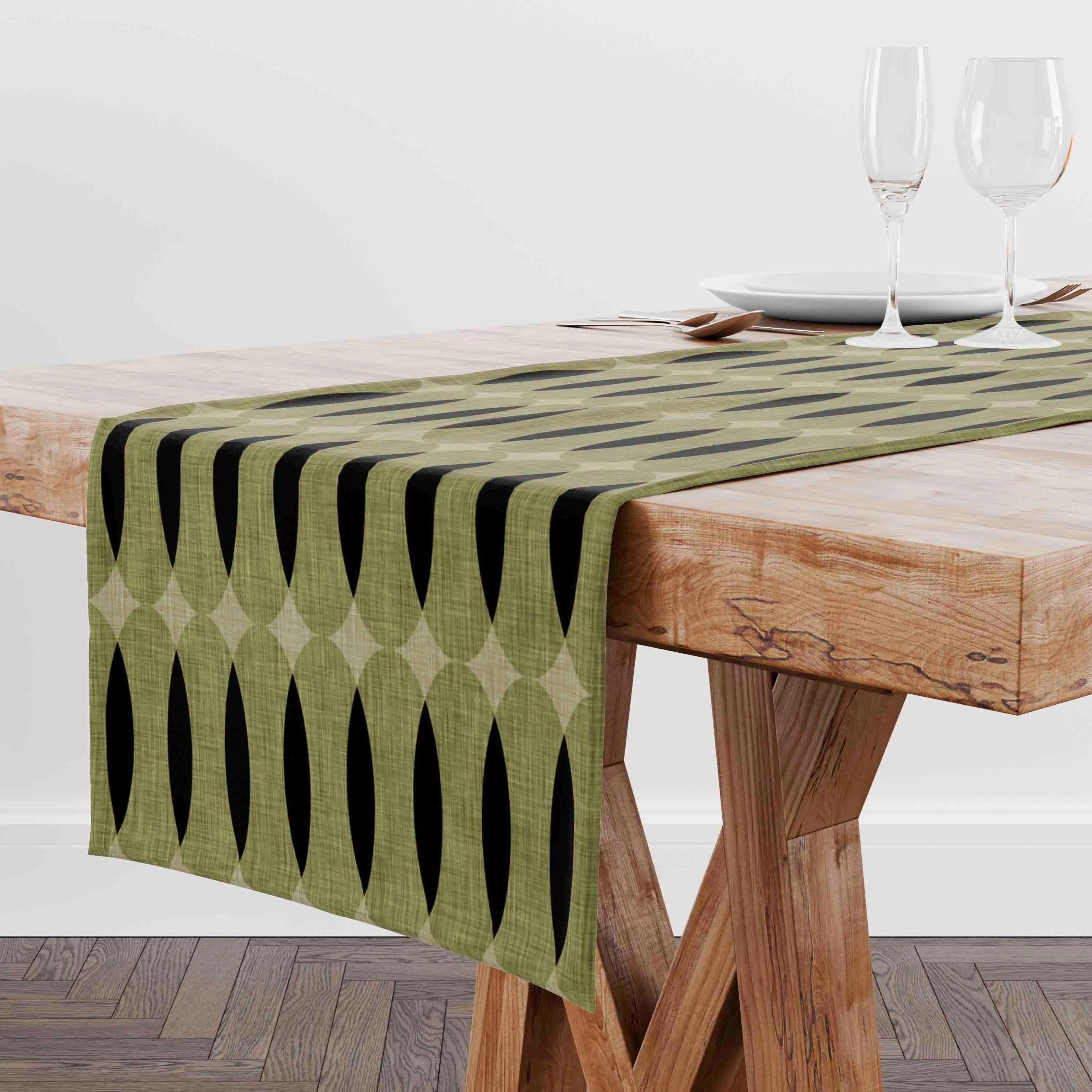 Minimalist Geometric Linen Table Runner For Modern Dining Decor 1
