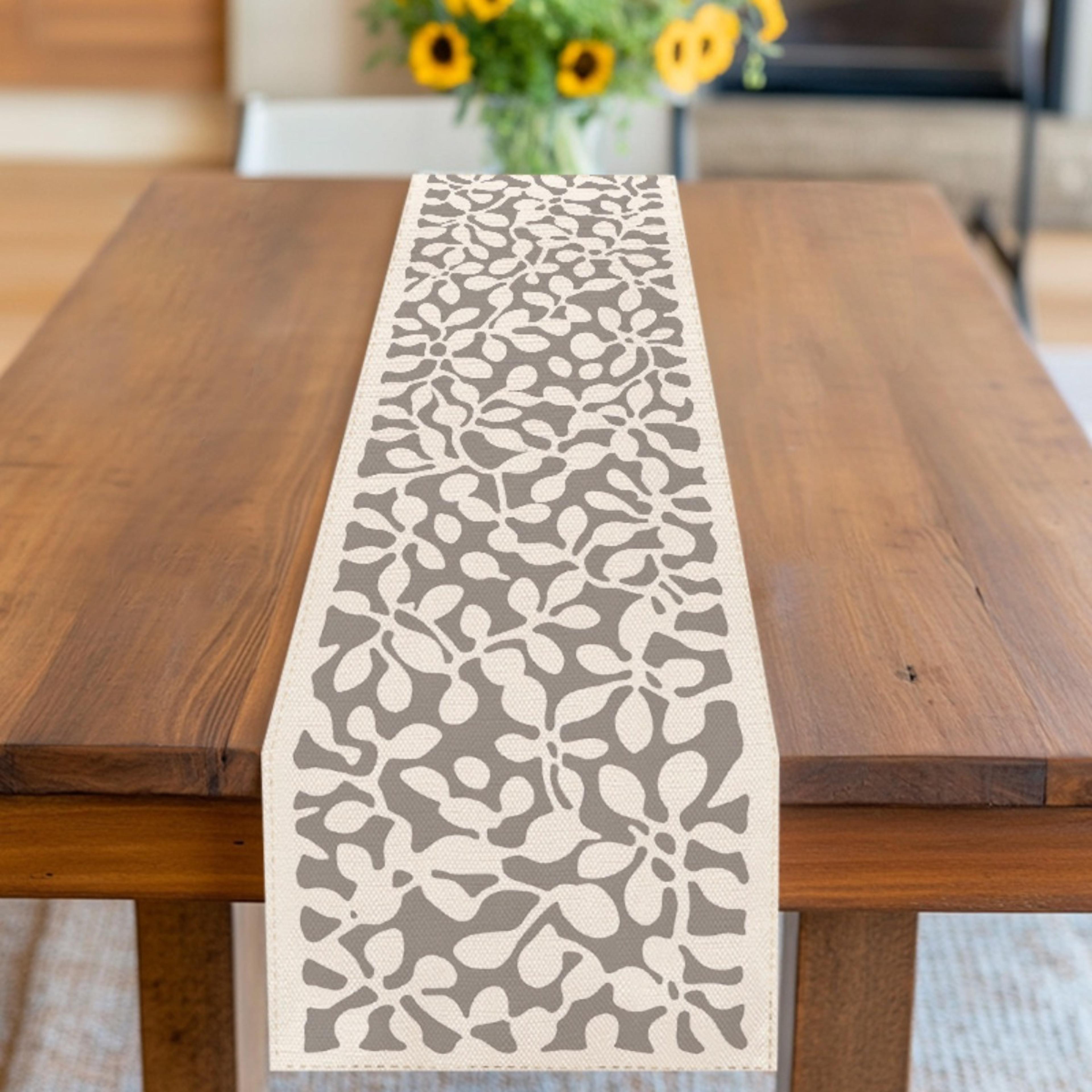 Modern Gray Floral Table Runner For Dining And Kitchen Decor 4