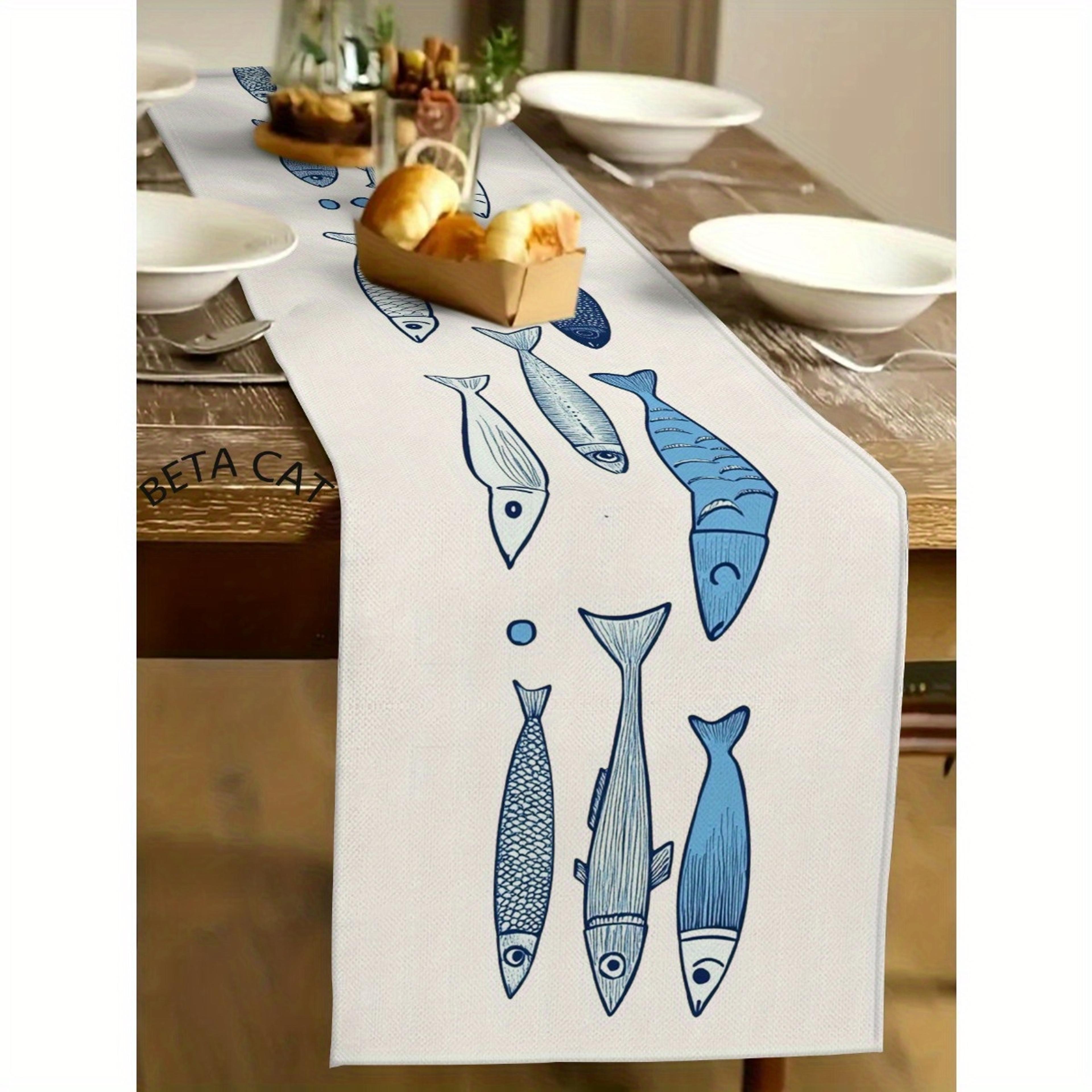 Ocean Fish Coastal Table Runner For Kitchen Dining And Party Decor 0