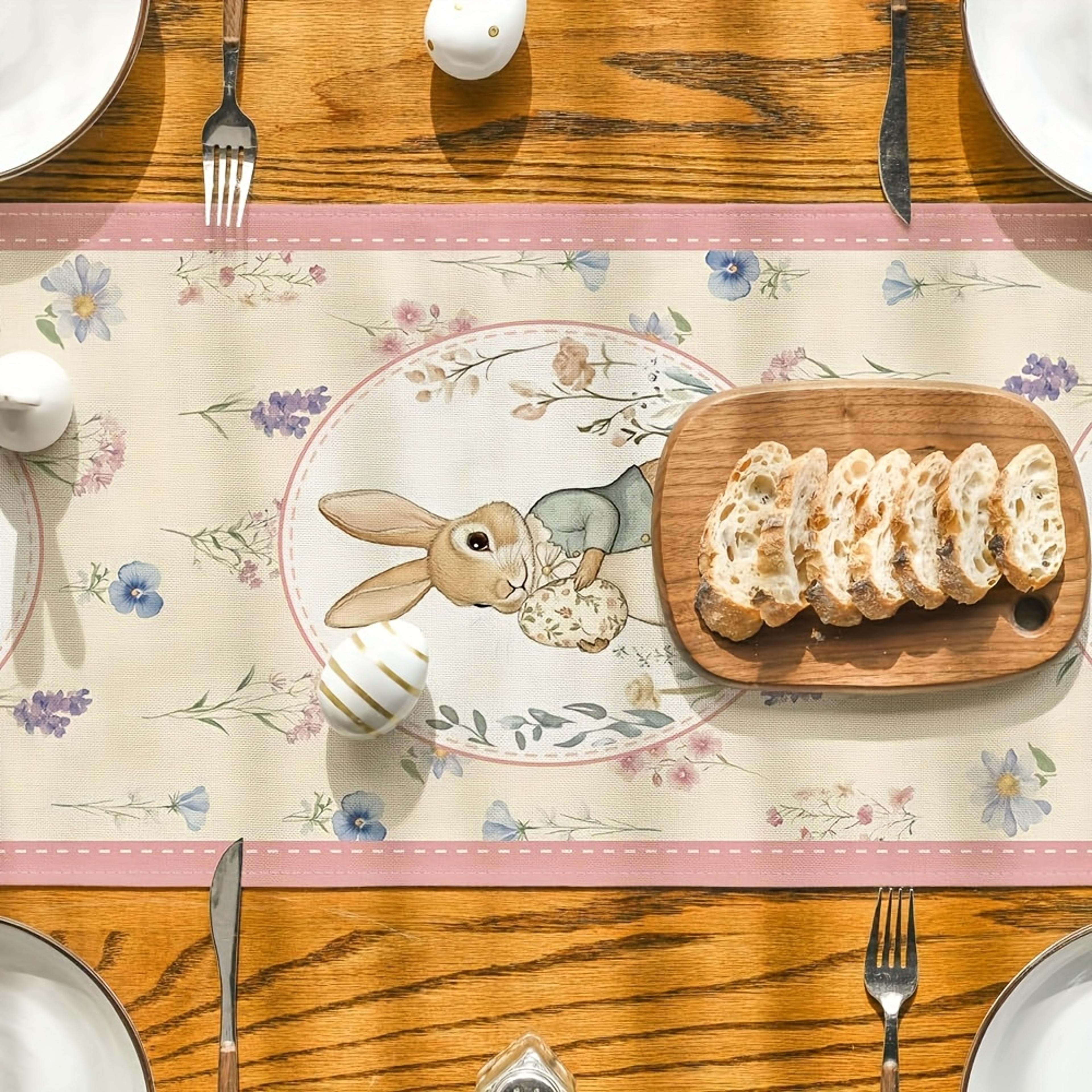 Easter Bunny Floral Table Runner For Farmhouse Spring Dining Decor 2