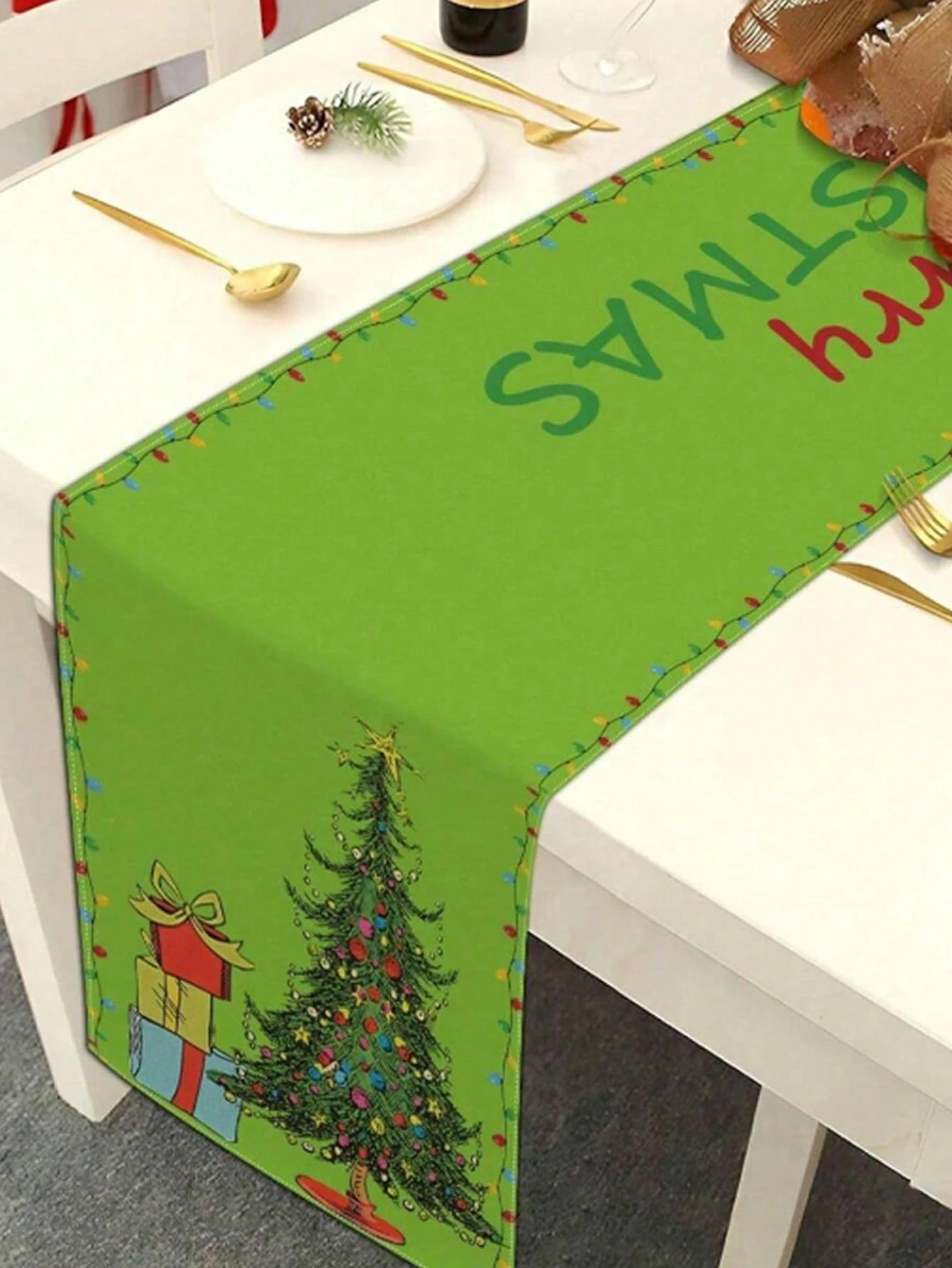 Grinch Style Christmas Table Runner For Whimsical Holiday Dining Decor 1