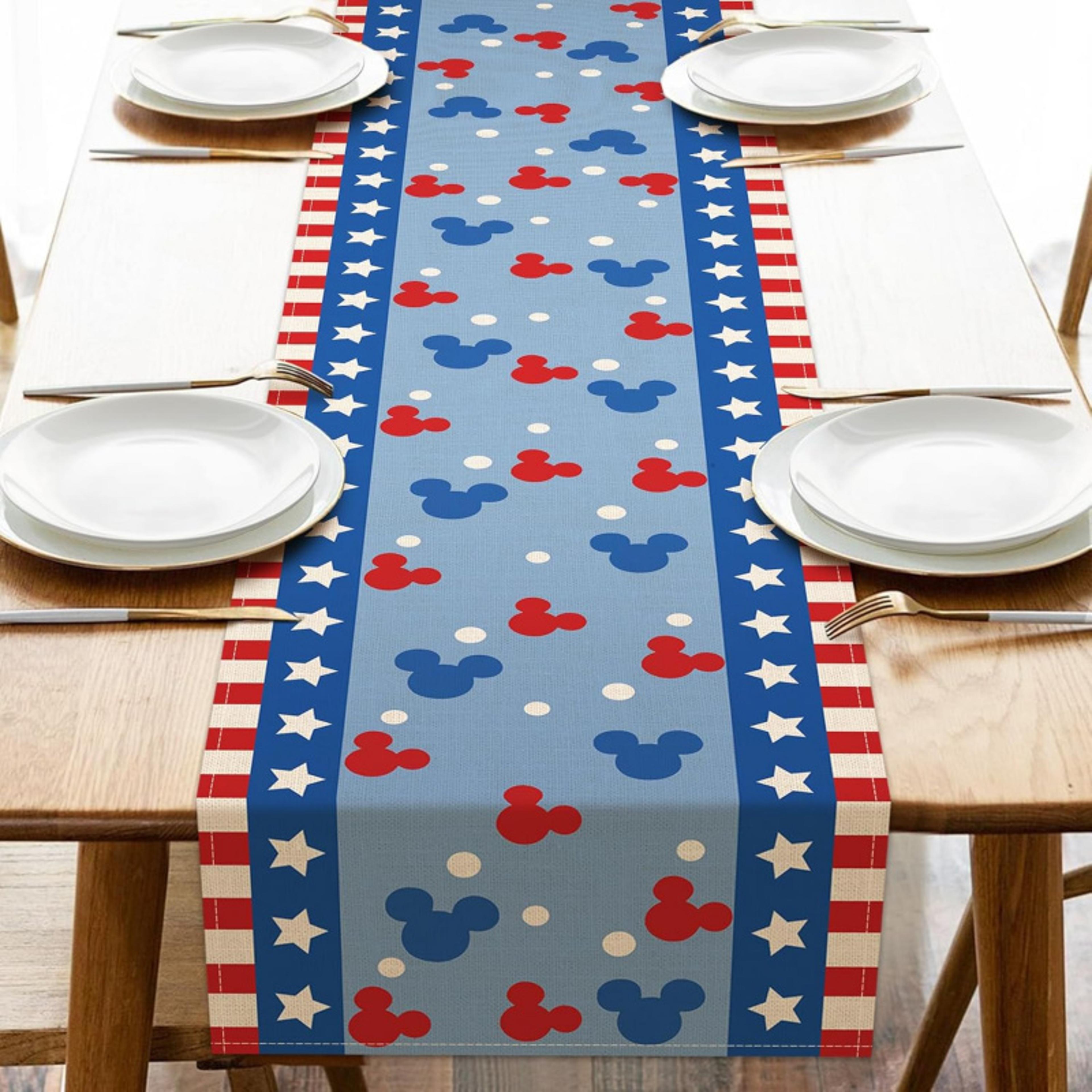 mickey mouse stars and stripes table runner for 4th of july decor