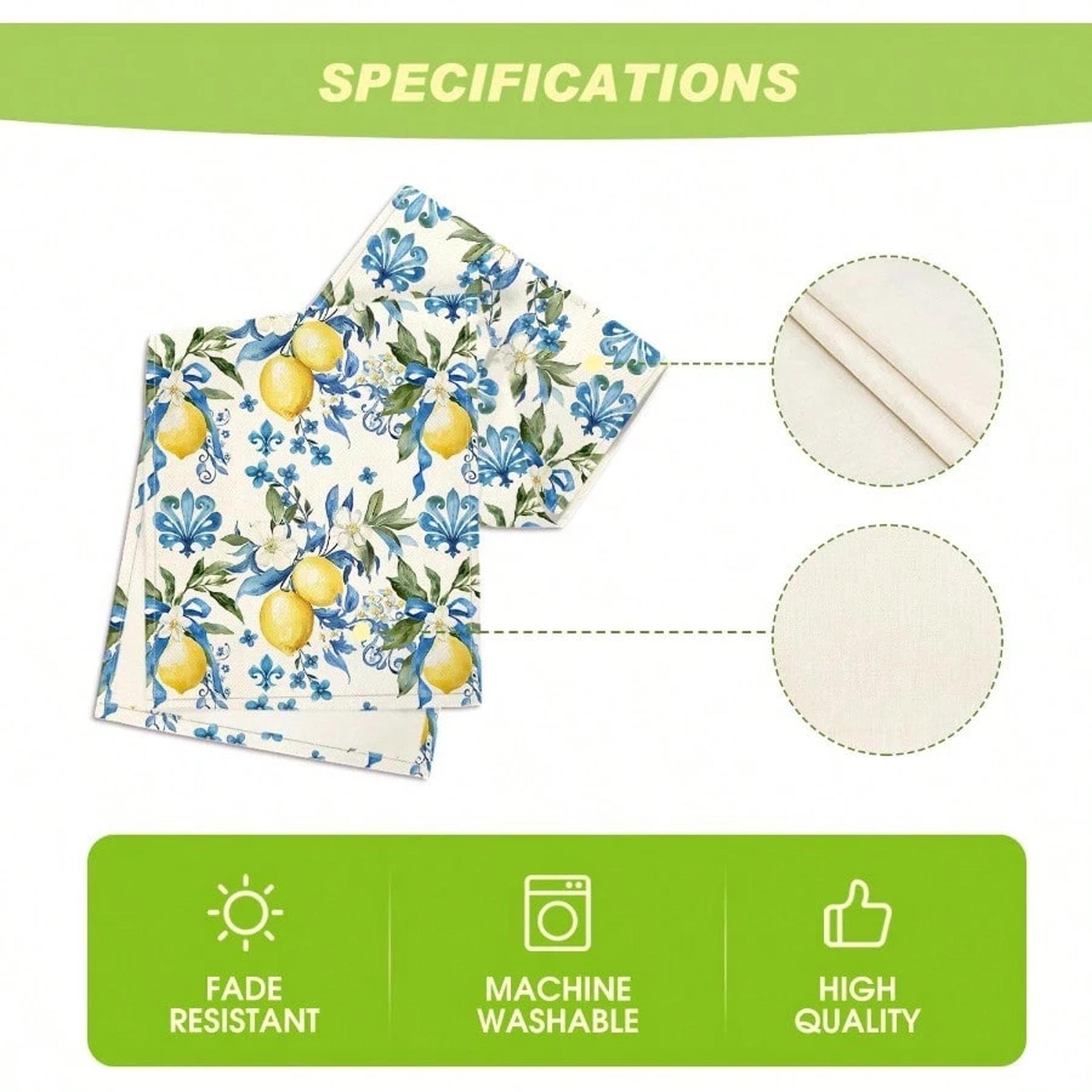 Lemon Floral Linen Table Runner For Summer Dining And Kitchen Decor 4