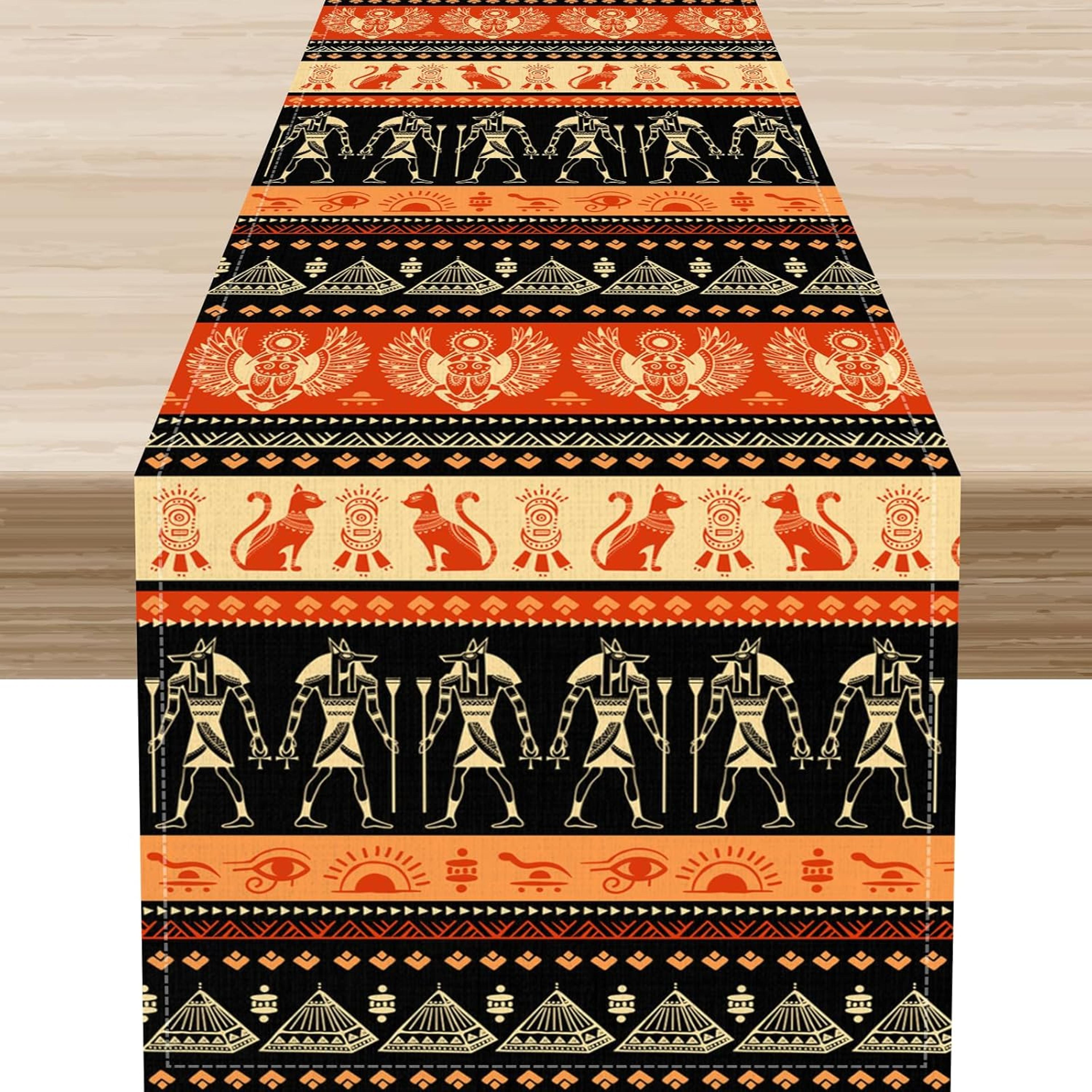 Ancient Egypt Hieroglyphic Table Runner Washable Dining Decor 4