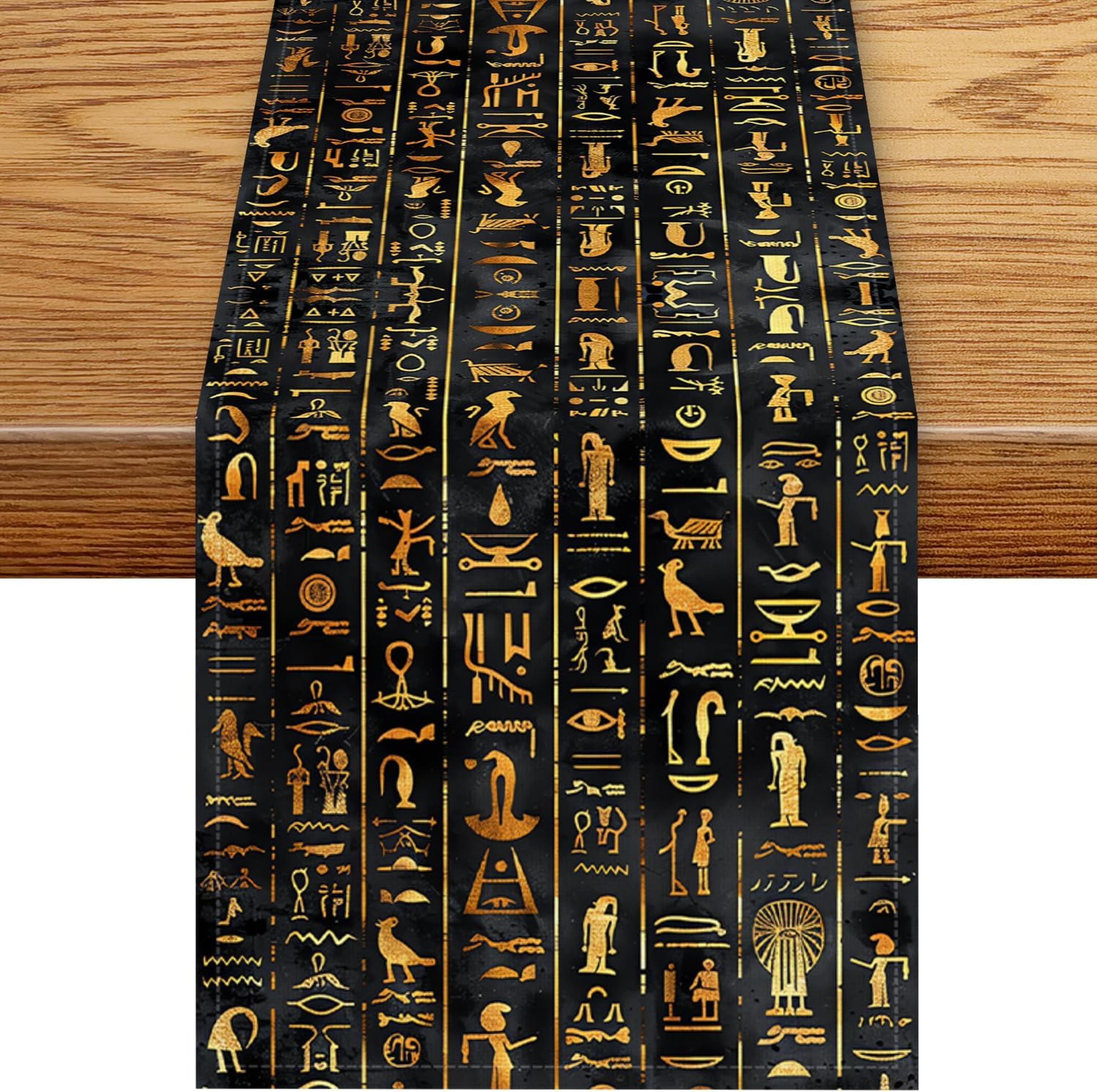Egyptian Hieroglyphic Linen Table Runner 4