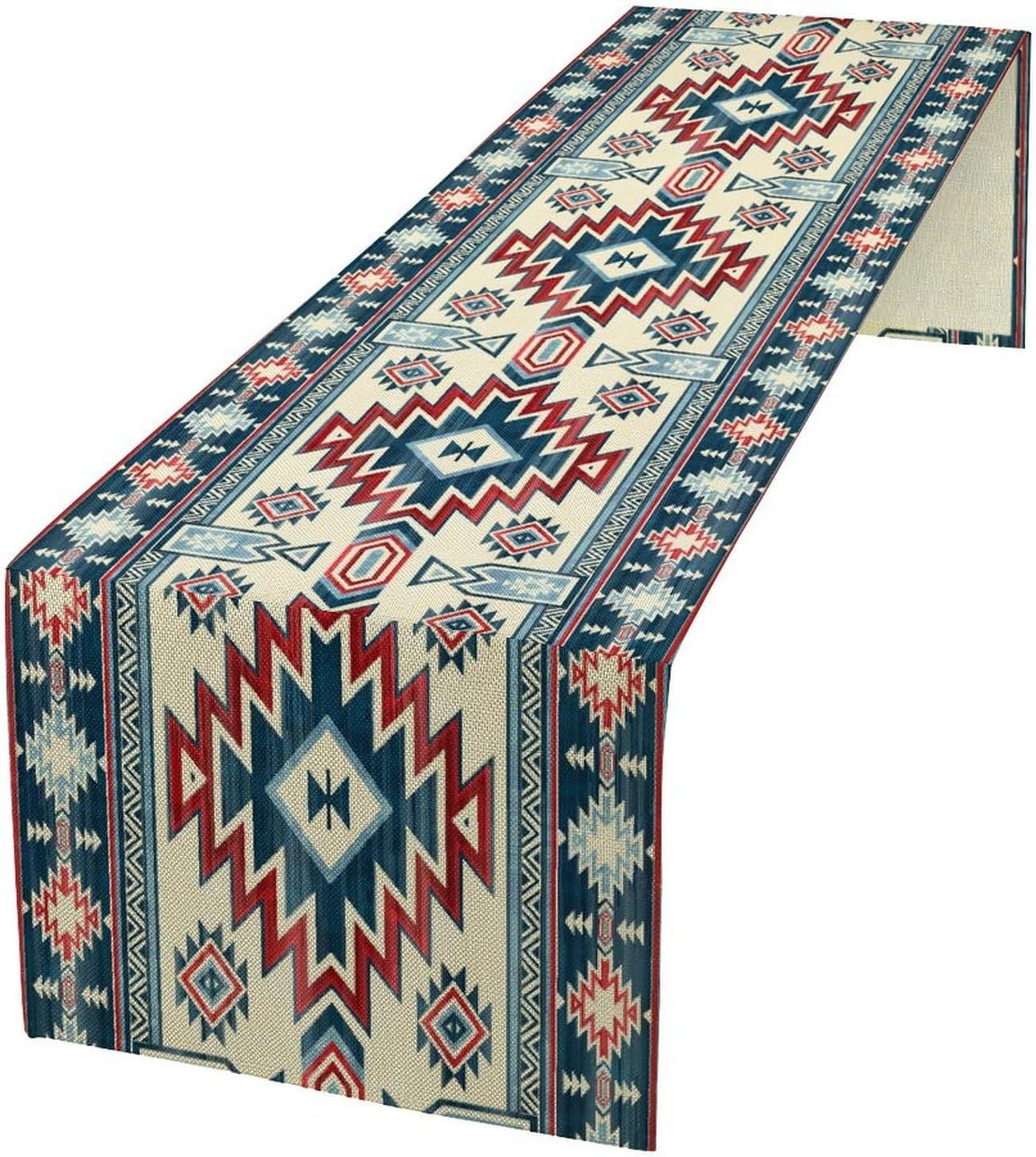 Southwestern Aztec Linen Table Runner For Boho Dining Decor 5