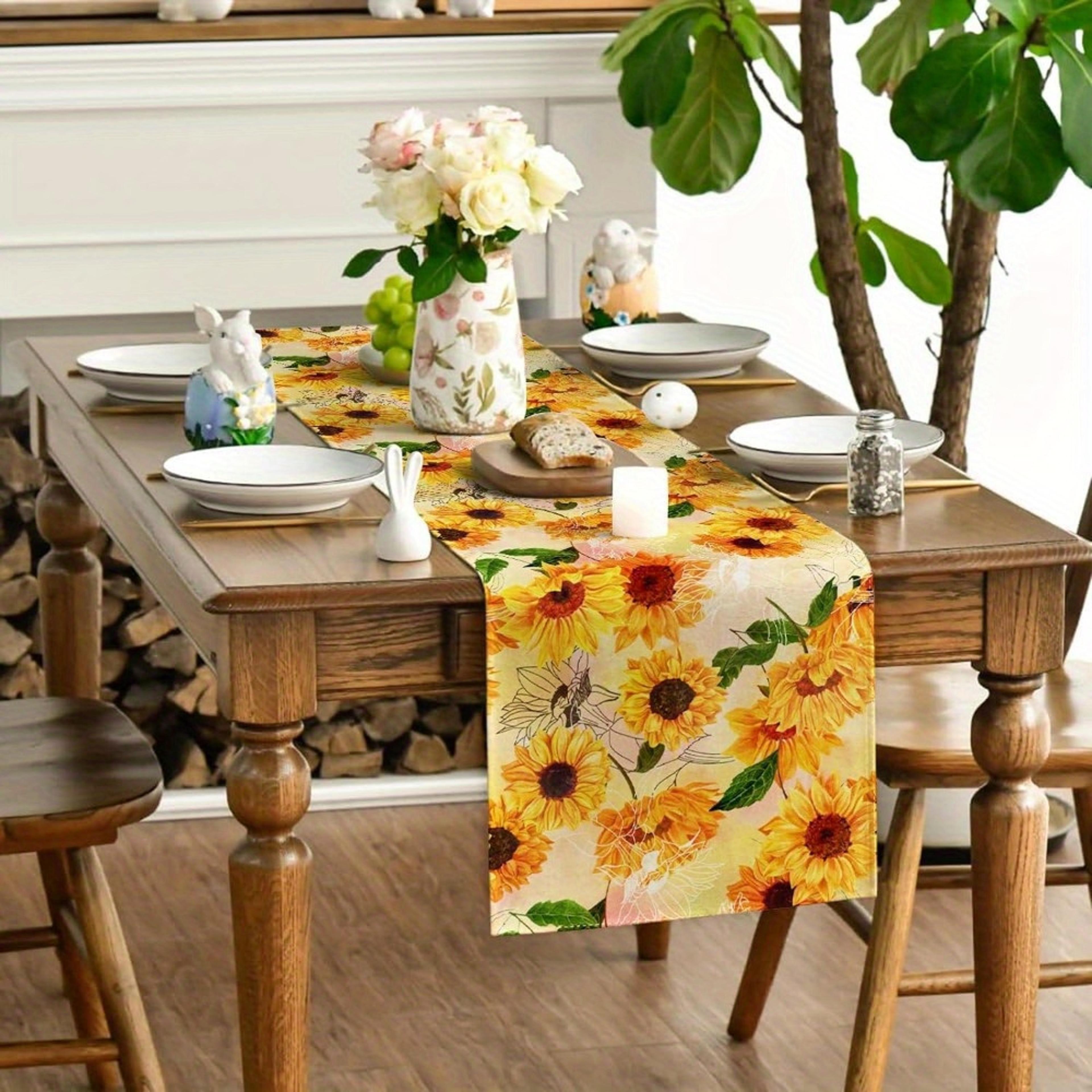 Sunflower Yellow Floral Table Runner For Dining  Home Decor 2