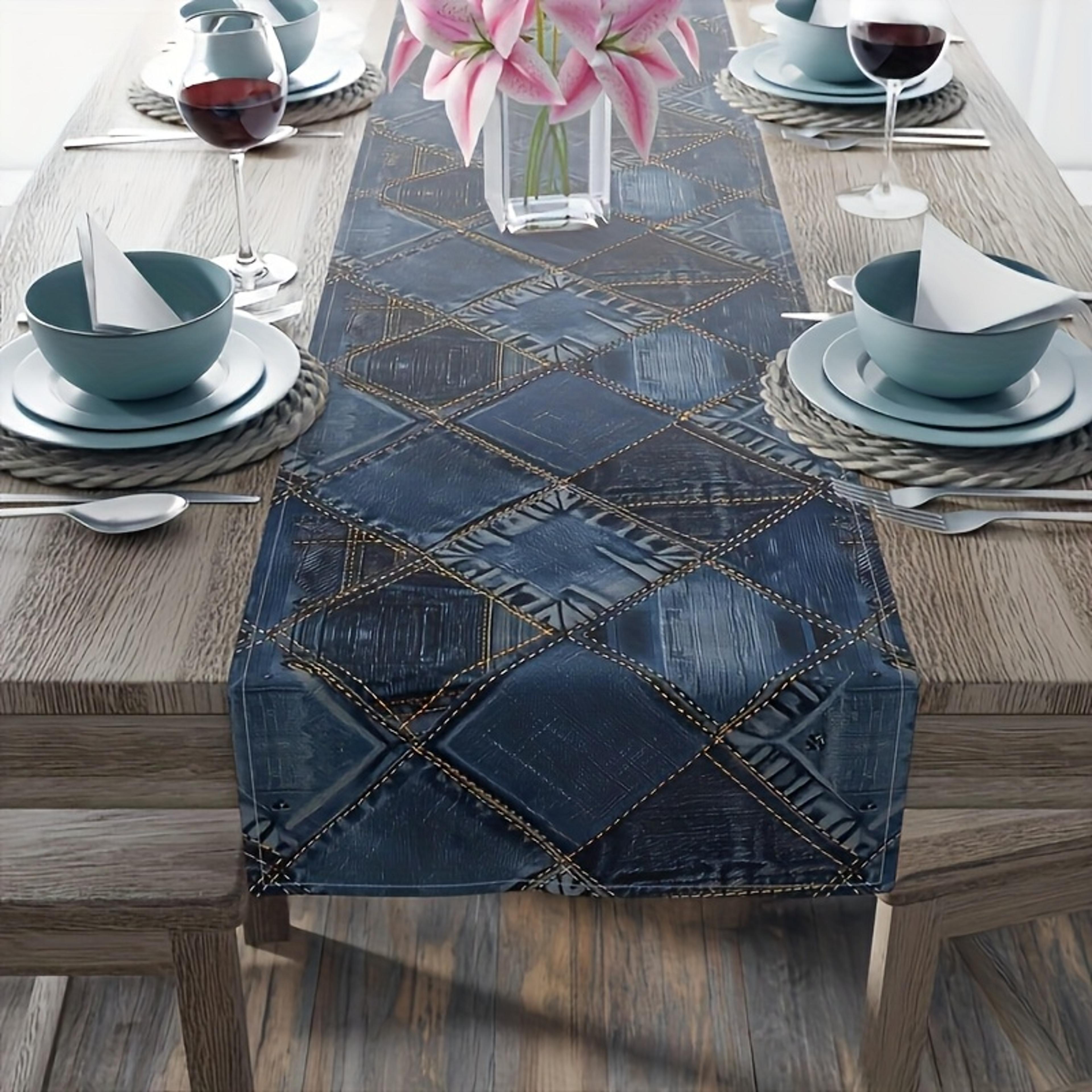 Nautical Anchor Table Runner Coastal Blue Ocean Themed Table Decor For Dining  Parties 1