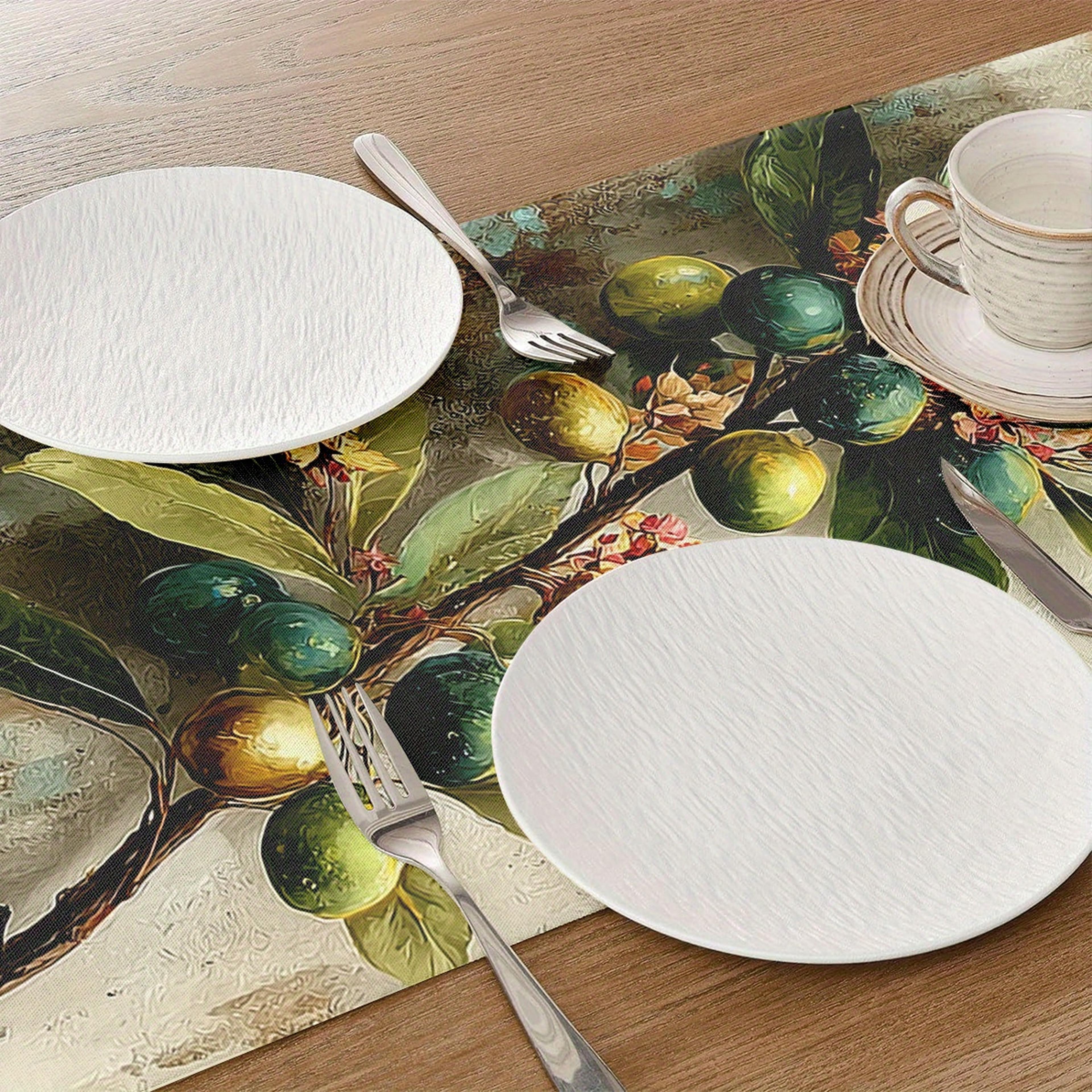 Vintage Olive Branch Wall Flag Retro Oil Painting Table Decor For Restaurants  European BBs 3