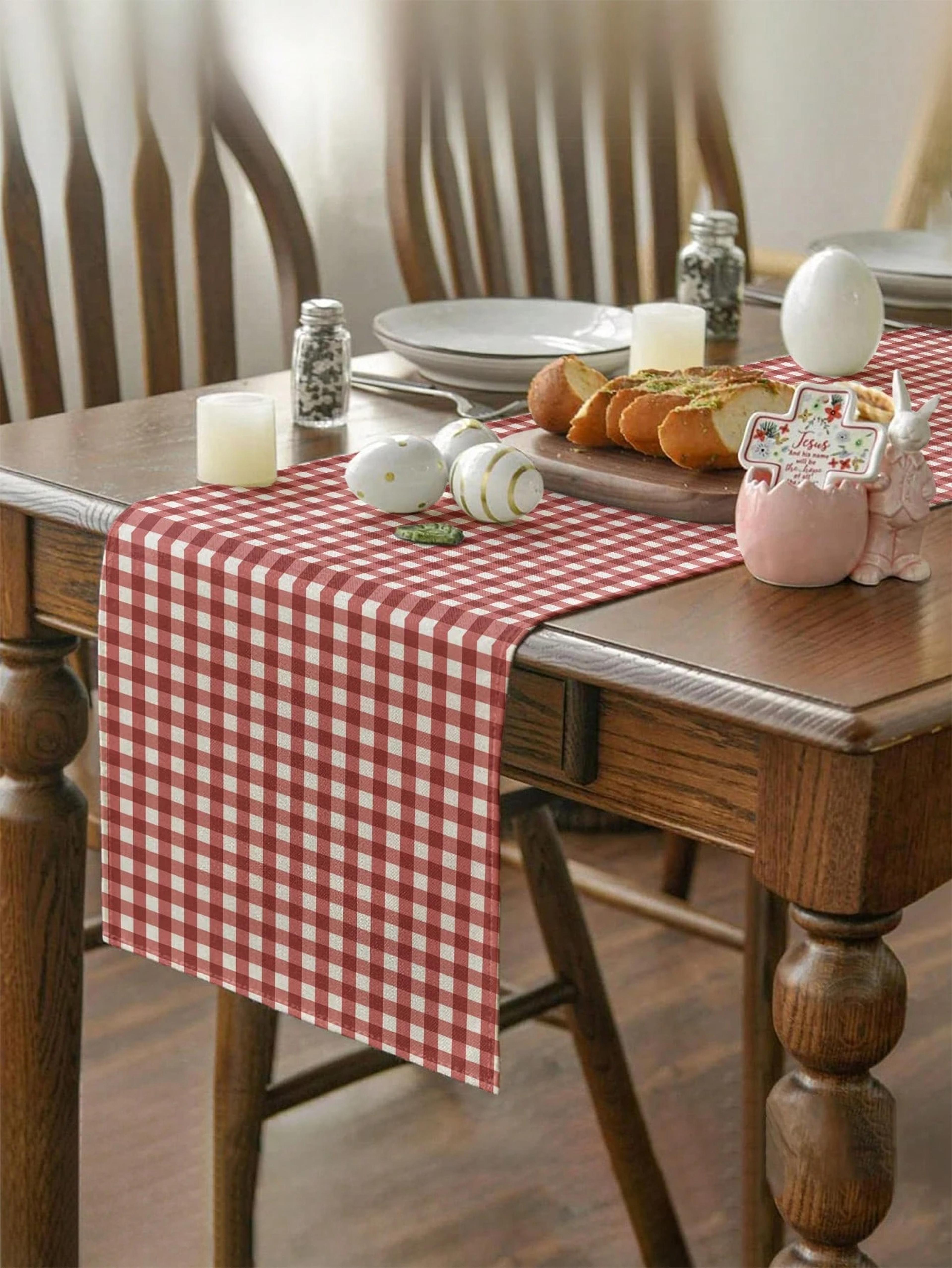 Classic Red Gingham Check Table Runner For Dining Room  Kitchen Decor 1