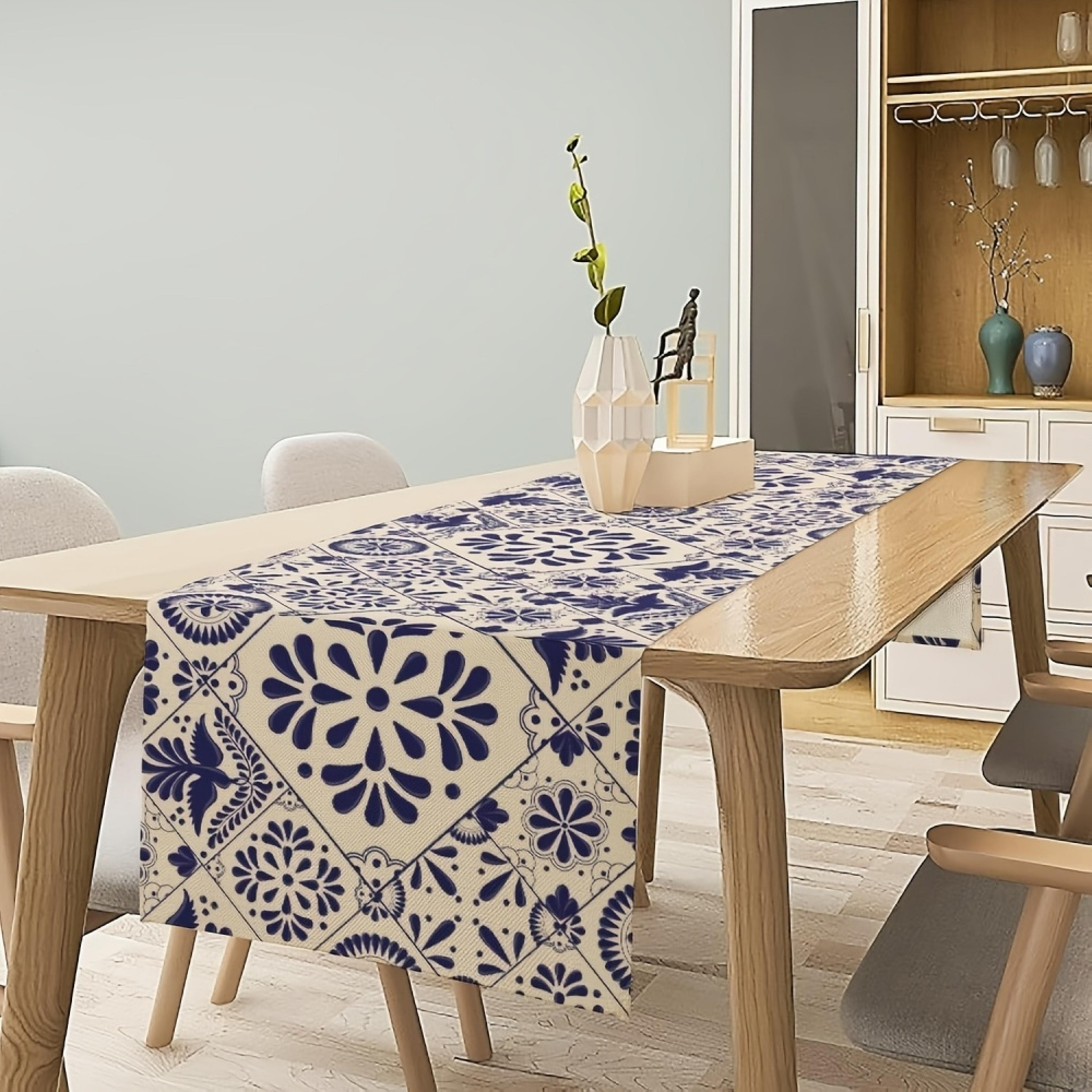 Mexican Talavera Floral Bird Table Runner For Dining Decor 2