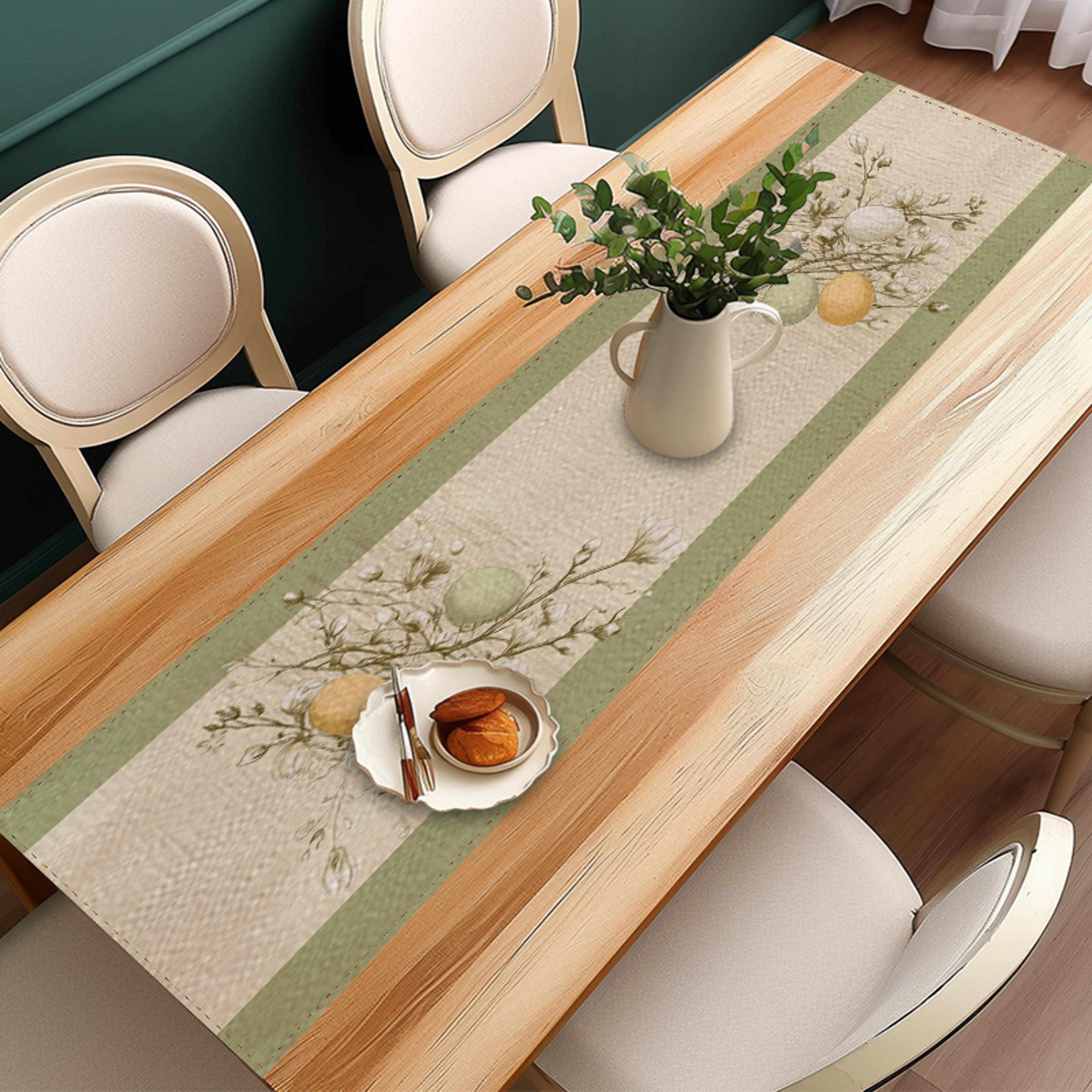 Green Stripe Easter Egg Table Runner For Spring Holiday Dining Decor 5