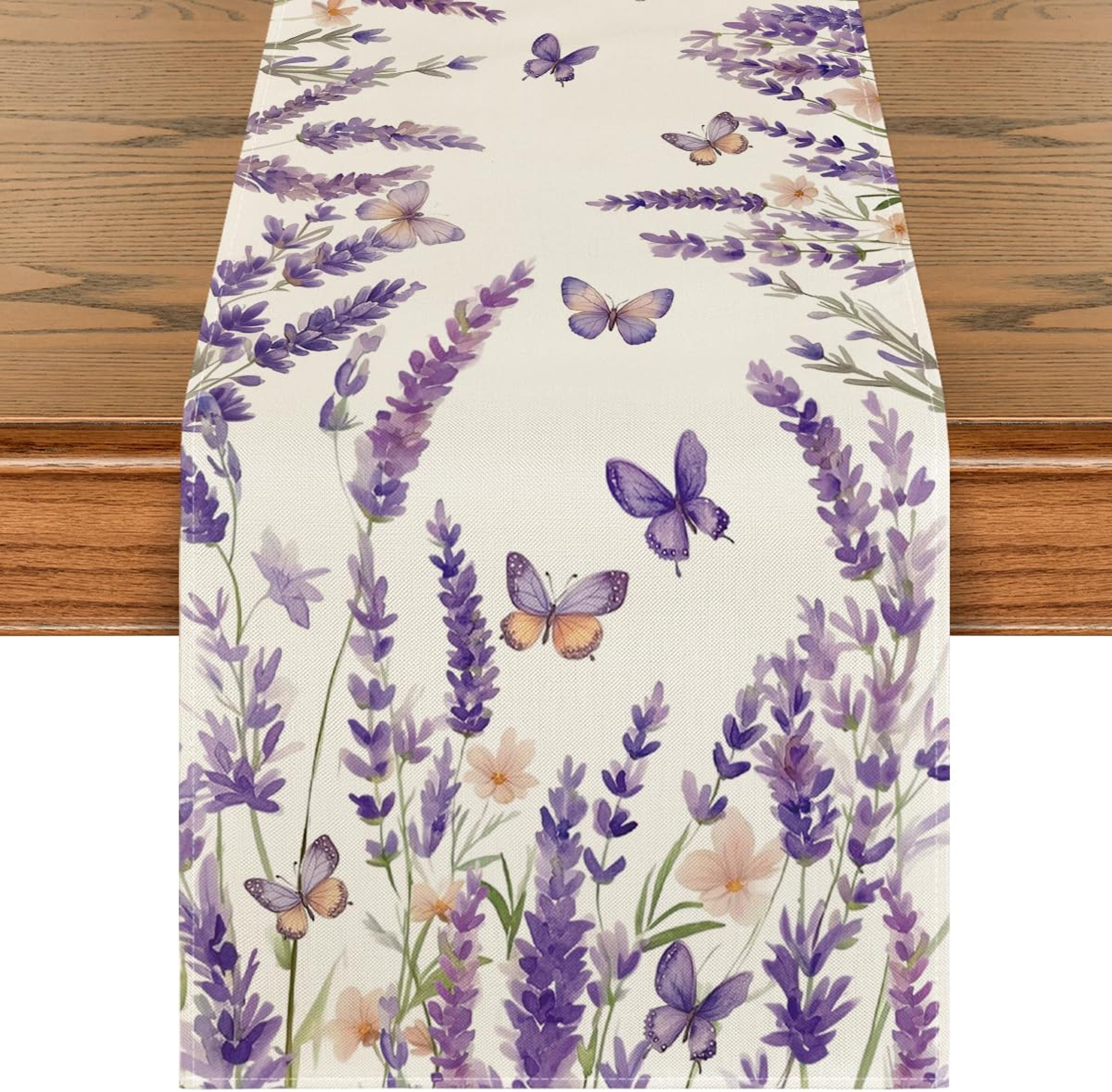 Lavender Blossom Farmhouse Lavender Table Runner Reusable Floral Dining  Wedding Farmhouse Table Ru 1