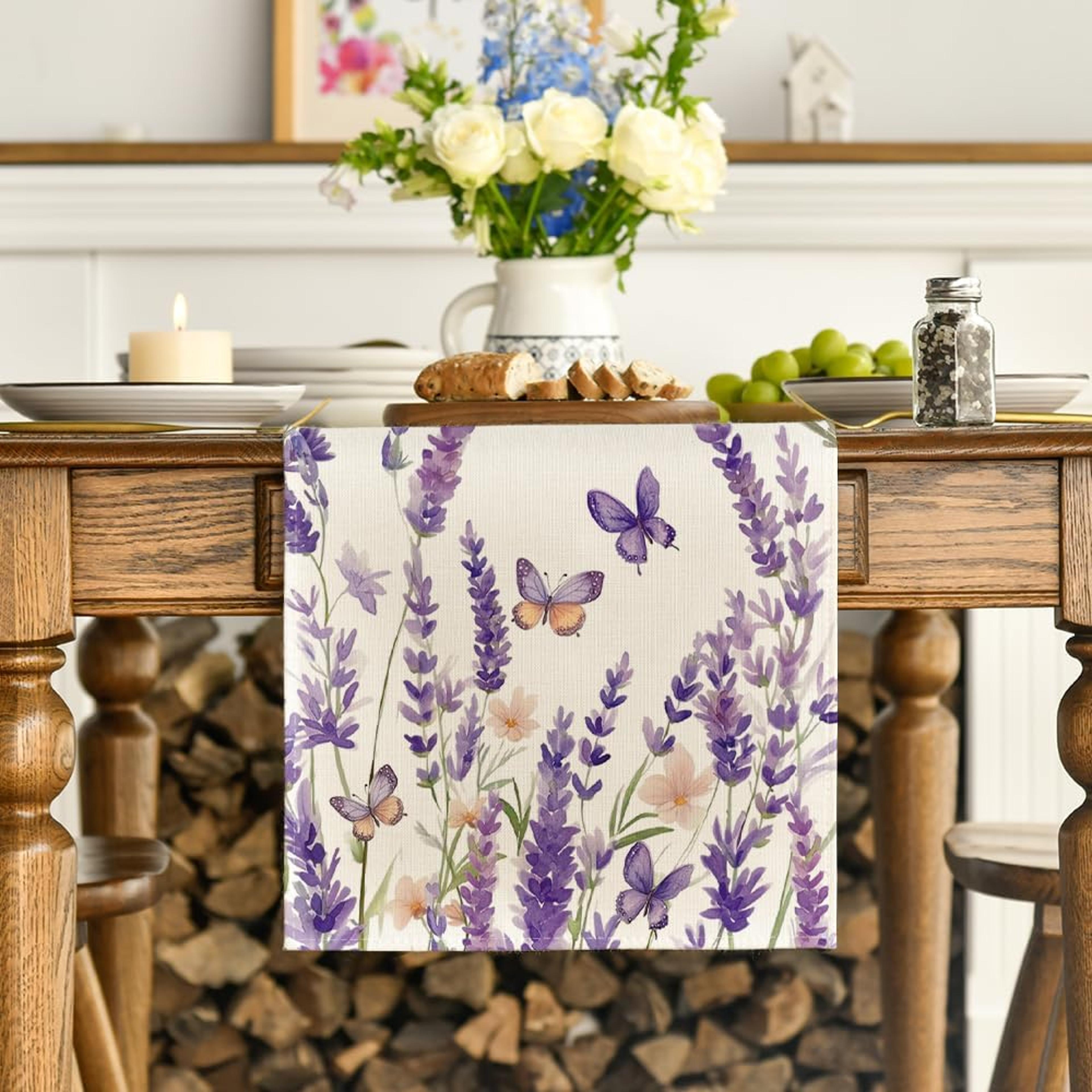 Lavender Blossom Farmhouse Lavender Table Runner Reusable Floral Dining  Wedding Farmhouse Table Ru 2