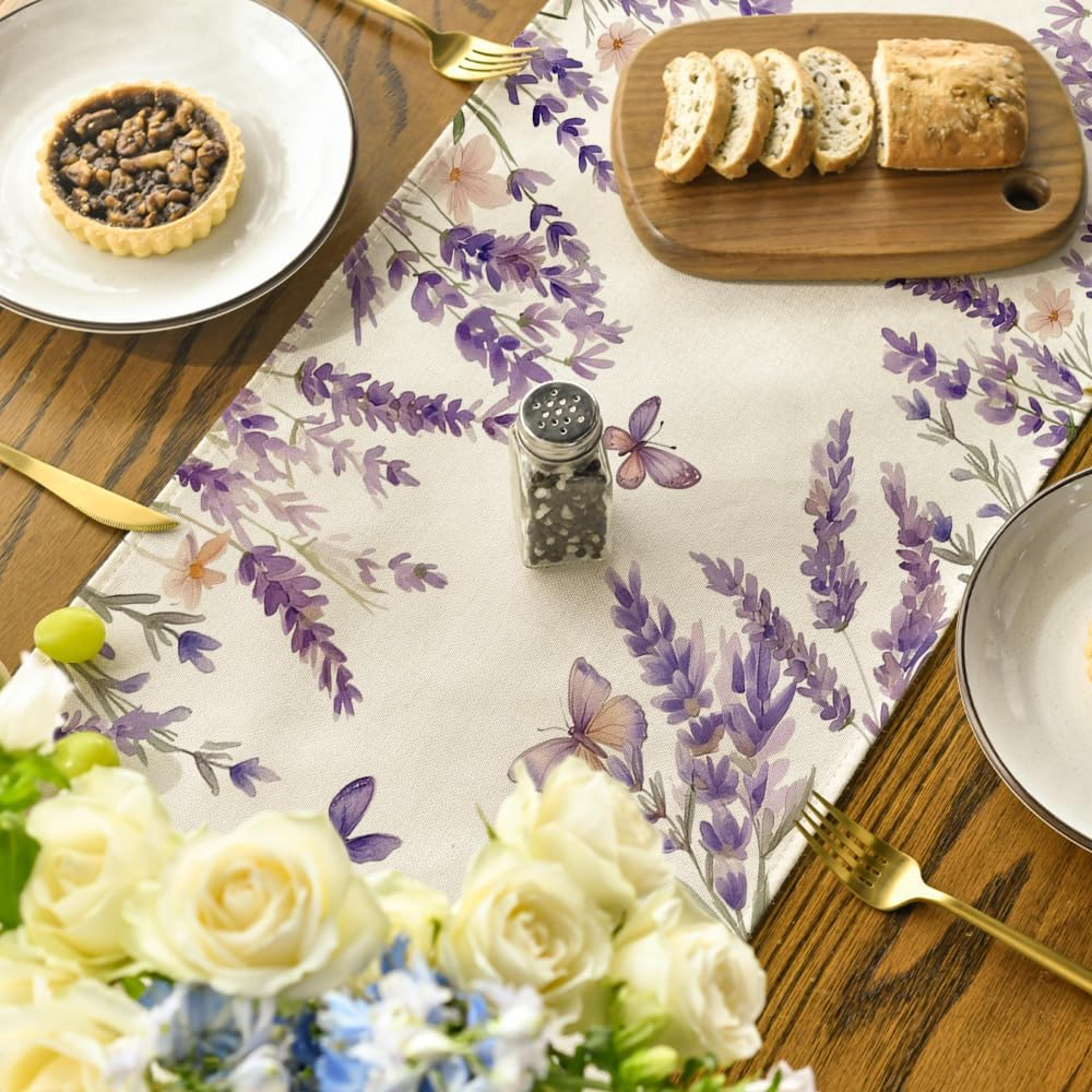 Lavender Blossom Farmhouse Lavender Table Runner Reusable Floral Dining  Wedding Farmhouse Table Ru 3