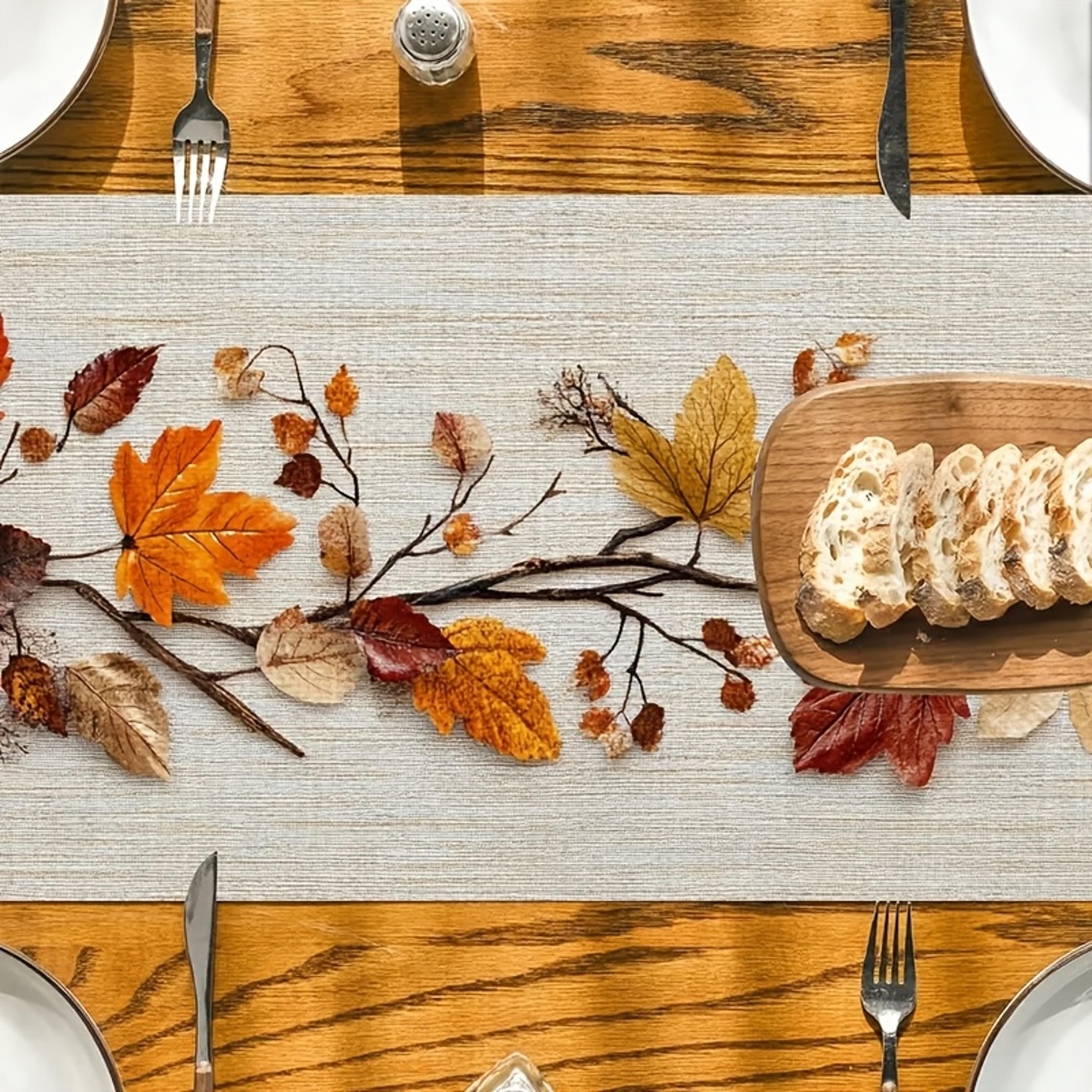 Autumn Natural Leaf Table Runner Elegant Autumn Table Runner For Fall  Thanksgiving 3