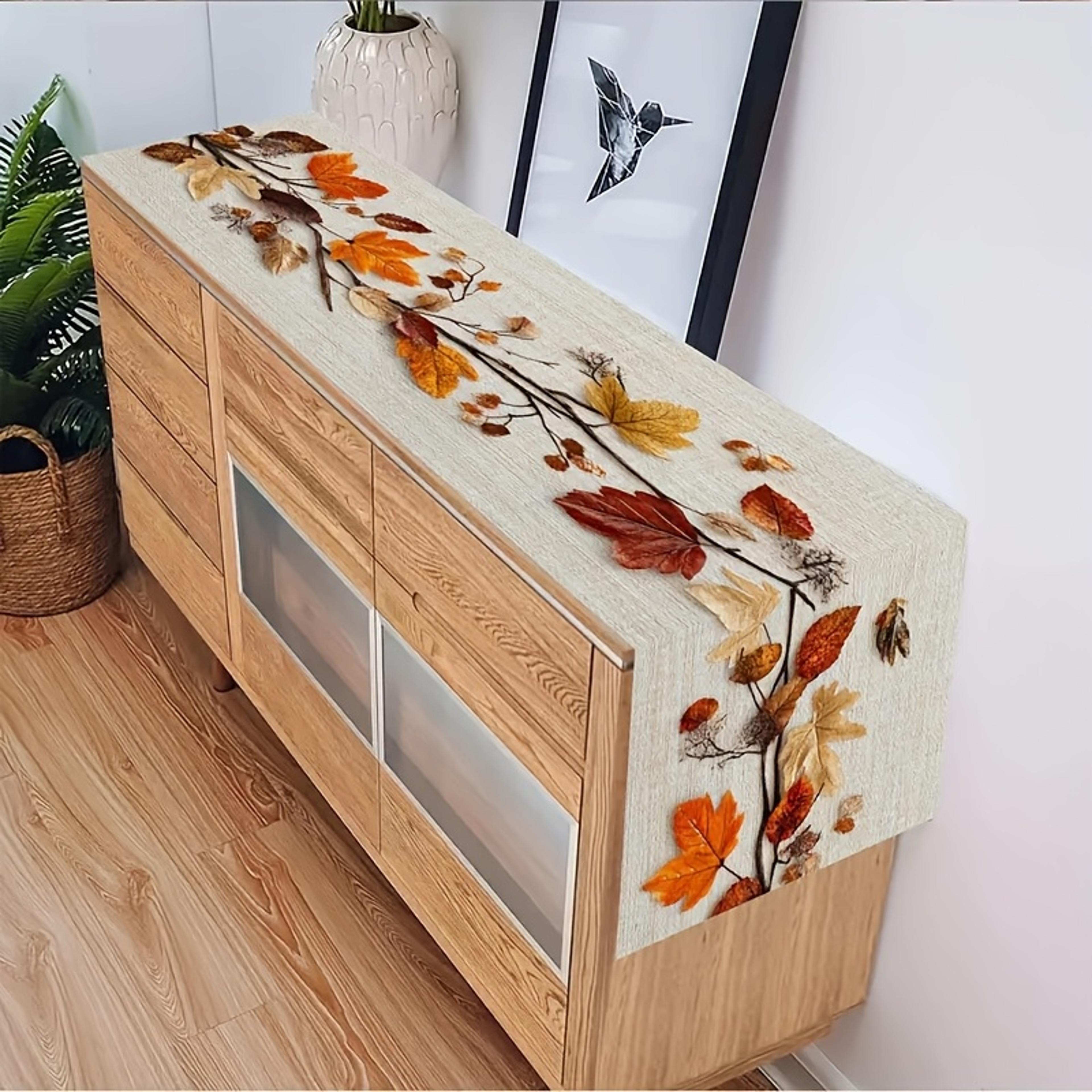 Autumn Natural Leaf Table Runner Elegant Autumn Table Runner For Fall  Thanksgiving 4