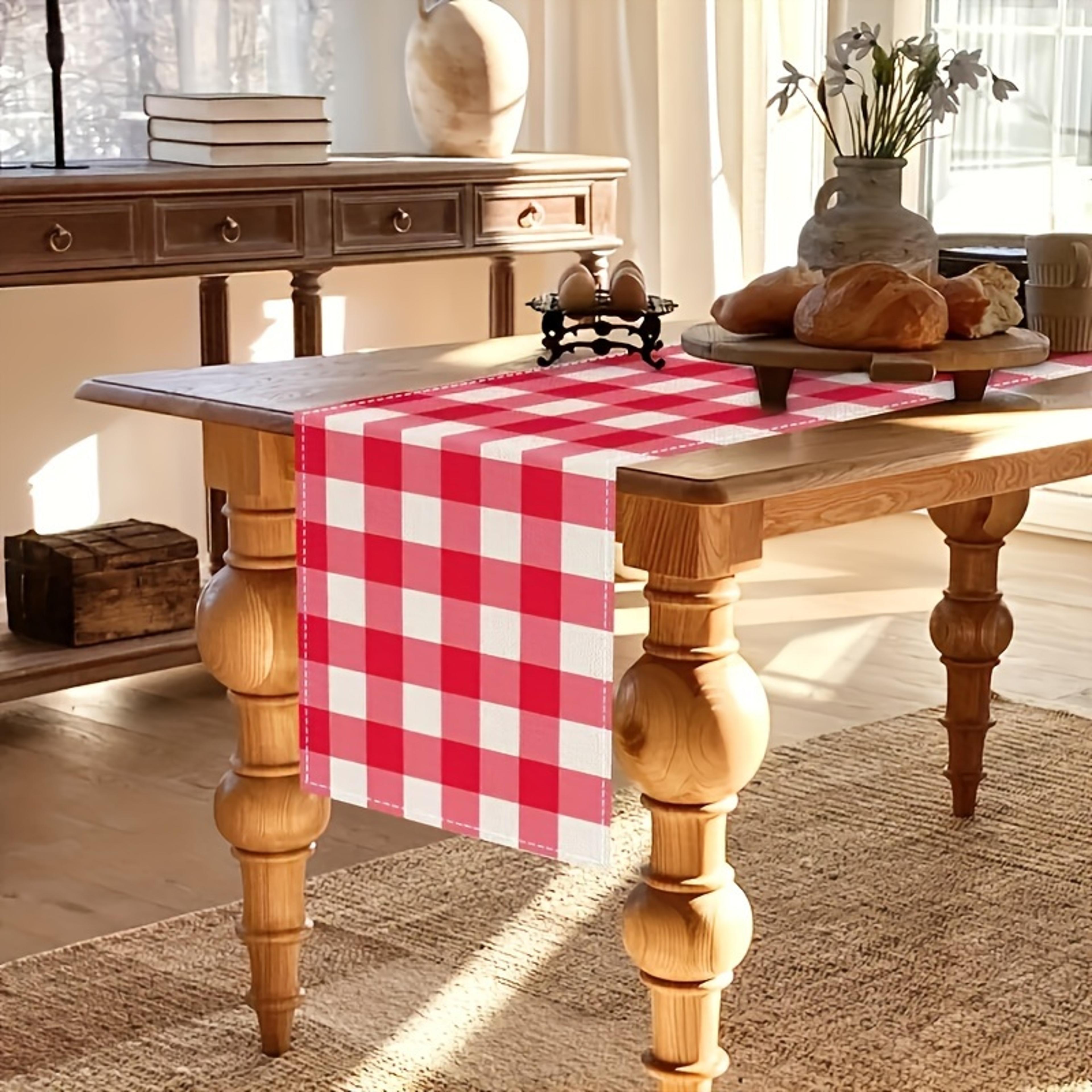 Premium Red  White Buffalo Plaid Table Runner Classic Linen Table Accent For Cozy Dining 1