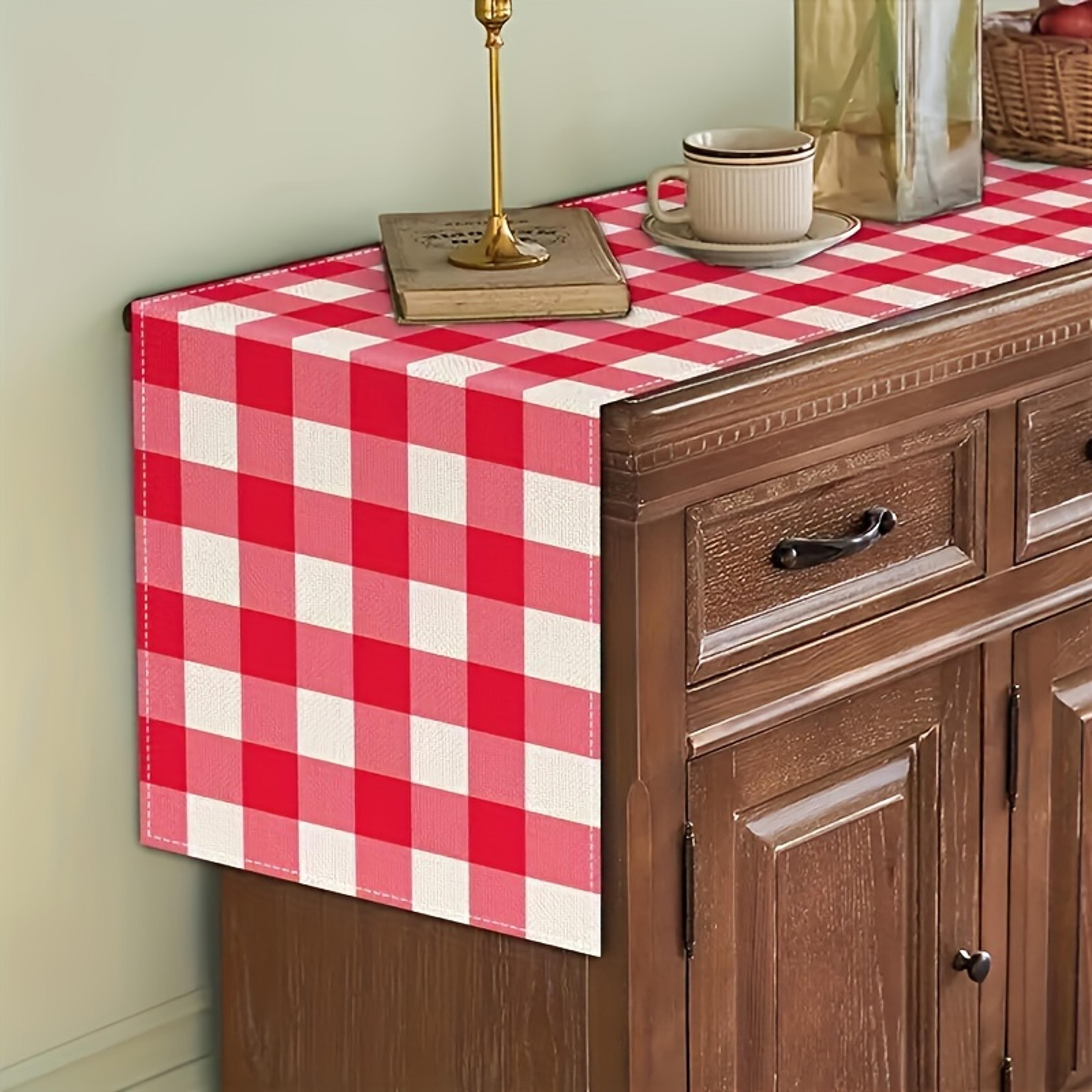 Premium Red  White Buffalo Plaid Table Runner Classic Linen Table Accent For Cozy Dining 3