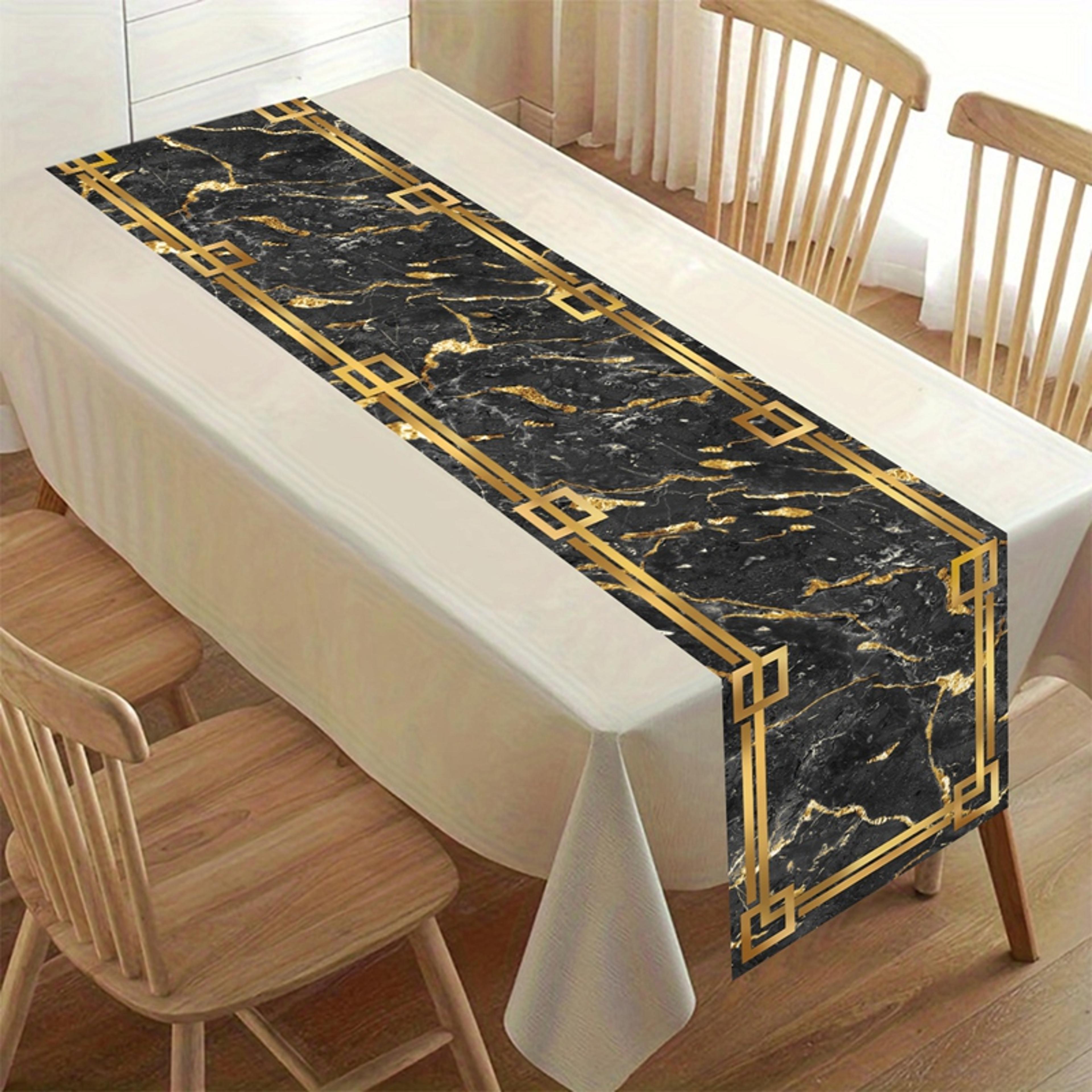 White Gray Gold Marble Table Runner For Elegant Dining And Coffee Table Decor 4