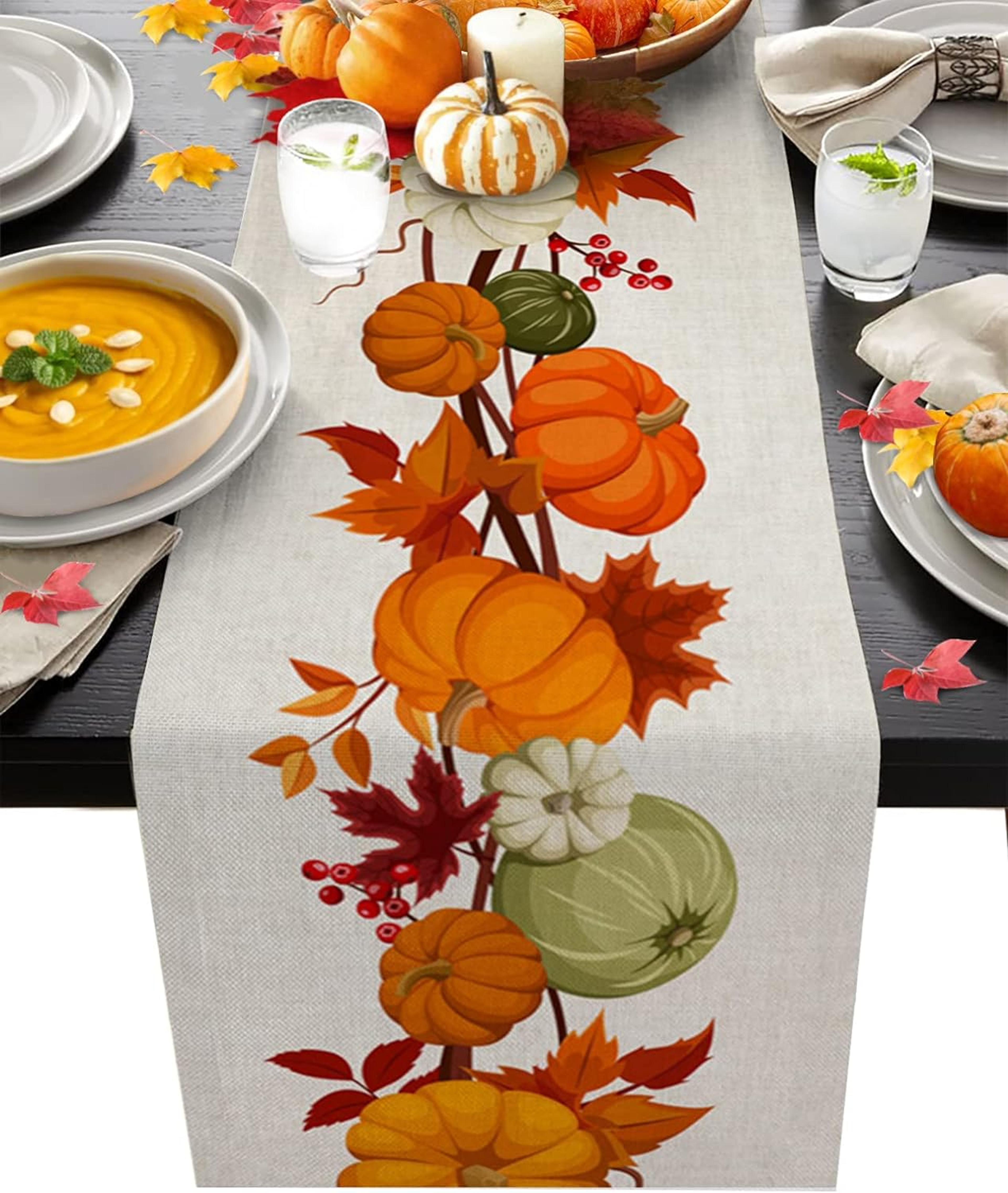Cozy Farmhouse Autumn Linen Table Runner Fall Table Runner  Thanksgiving Table Decor 6