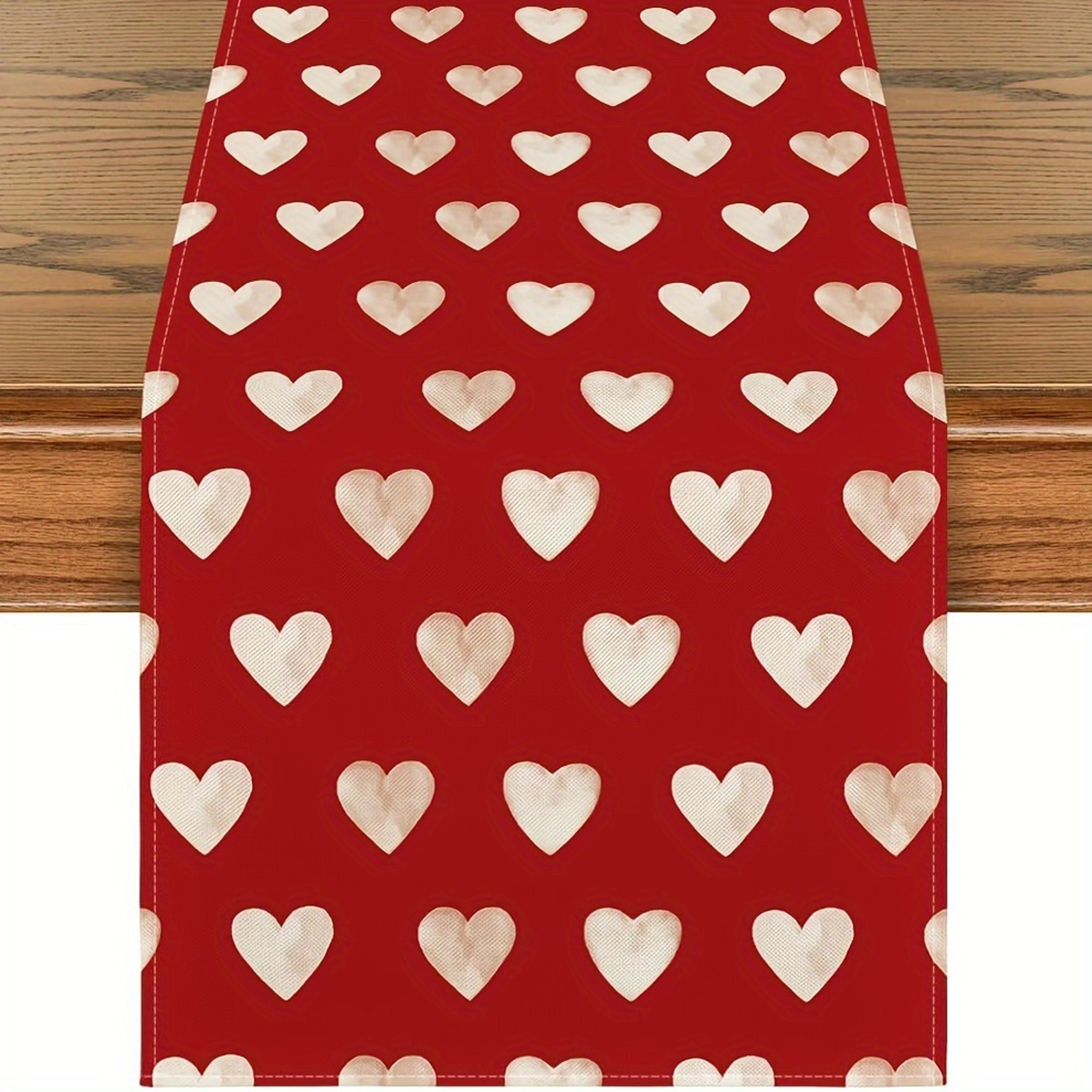 Romantic Heart Table Runner Valentines Day Table Runner  Anniversary Table Decor For Indoor Dining  4