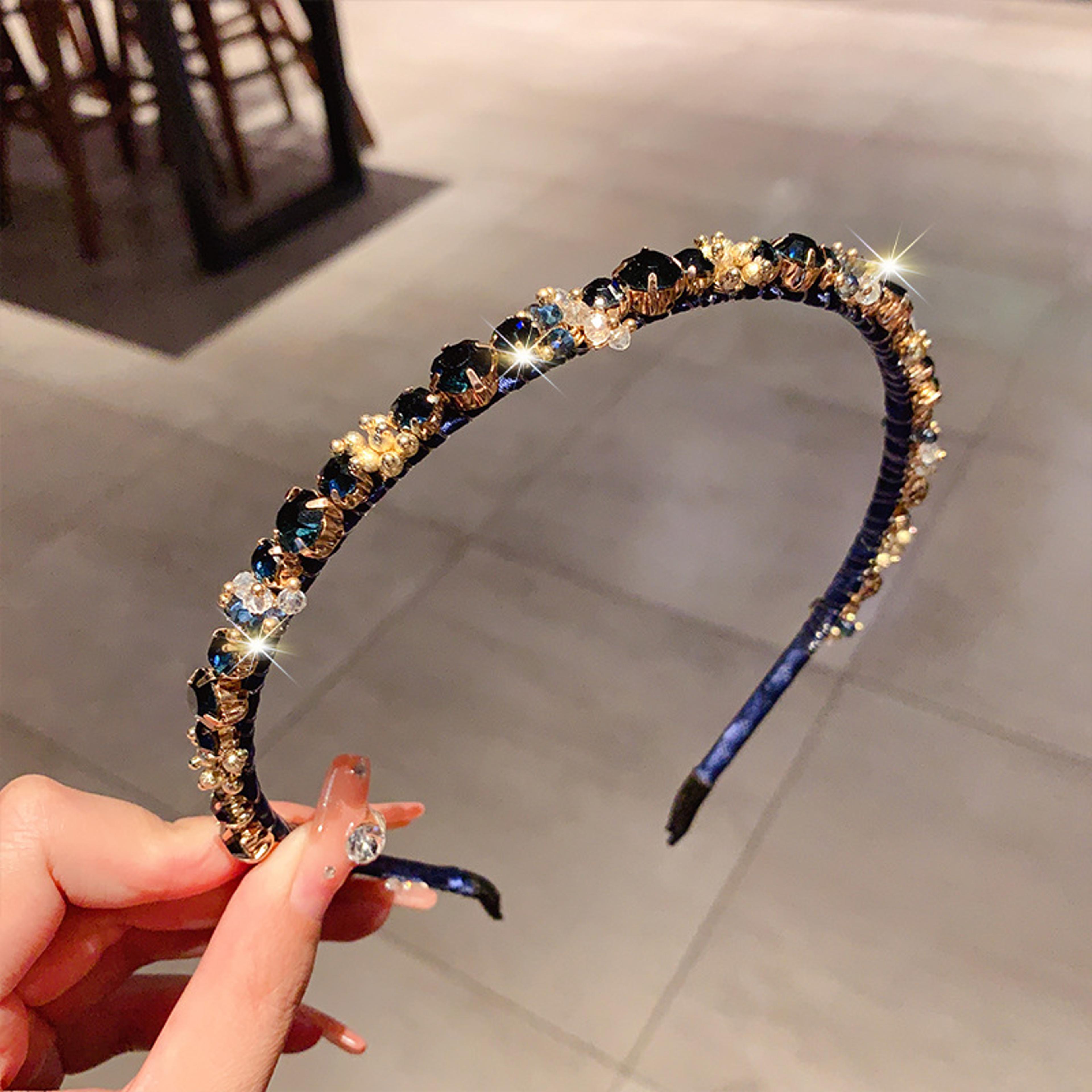 korean crystal french headband for women elegant retro hair accessory