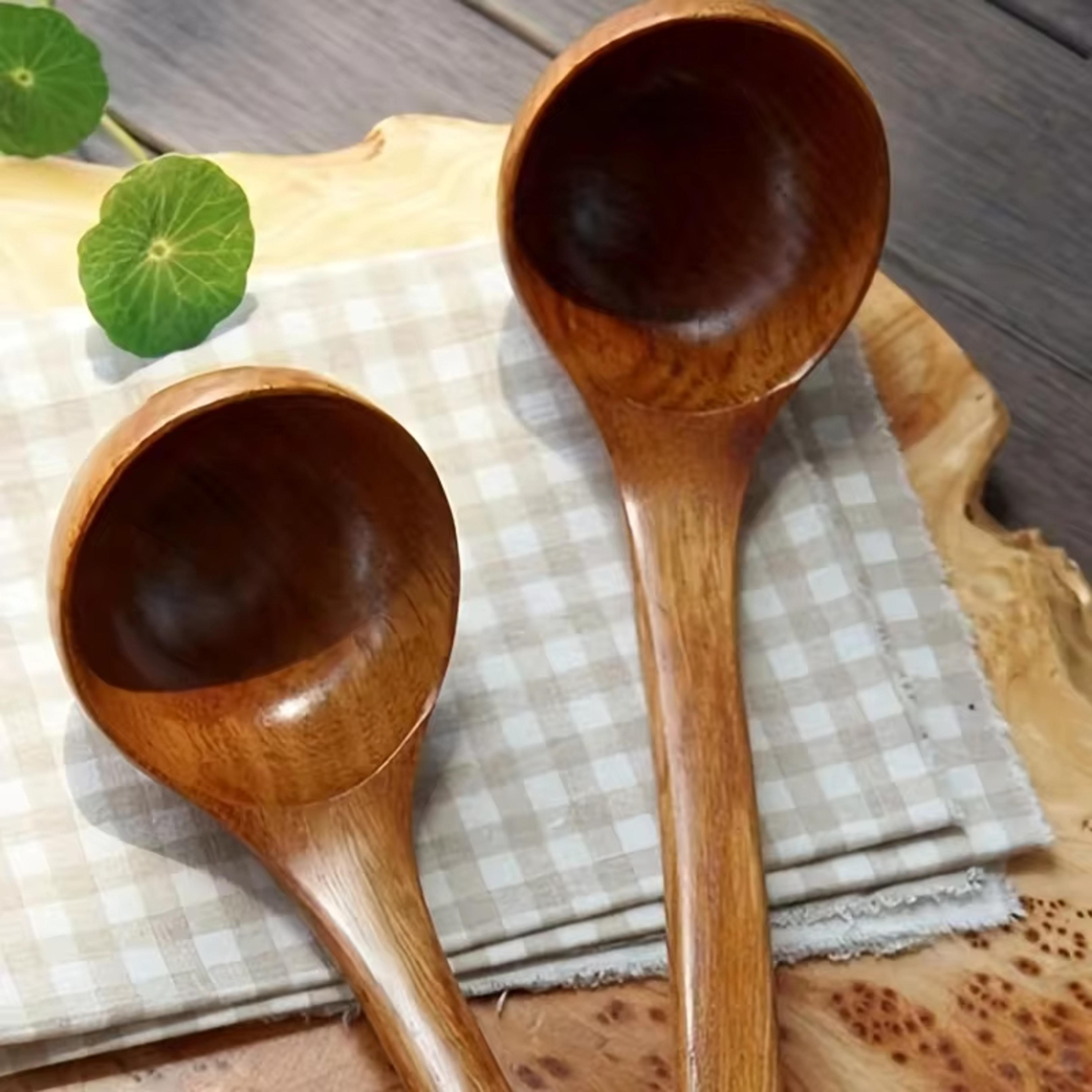 Premium Solid Wooden Cooking Spoon Durable Non Stick Safe Kitchen Spoon  Soup Ladle 1