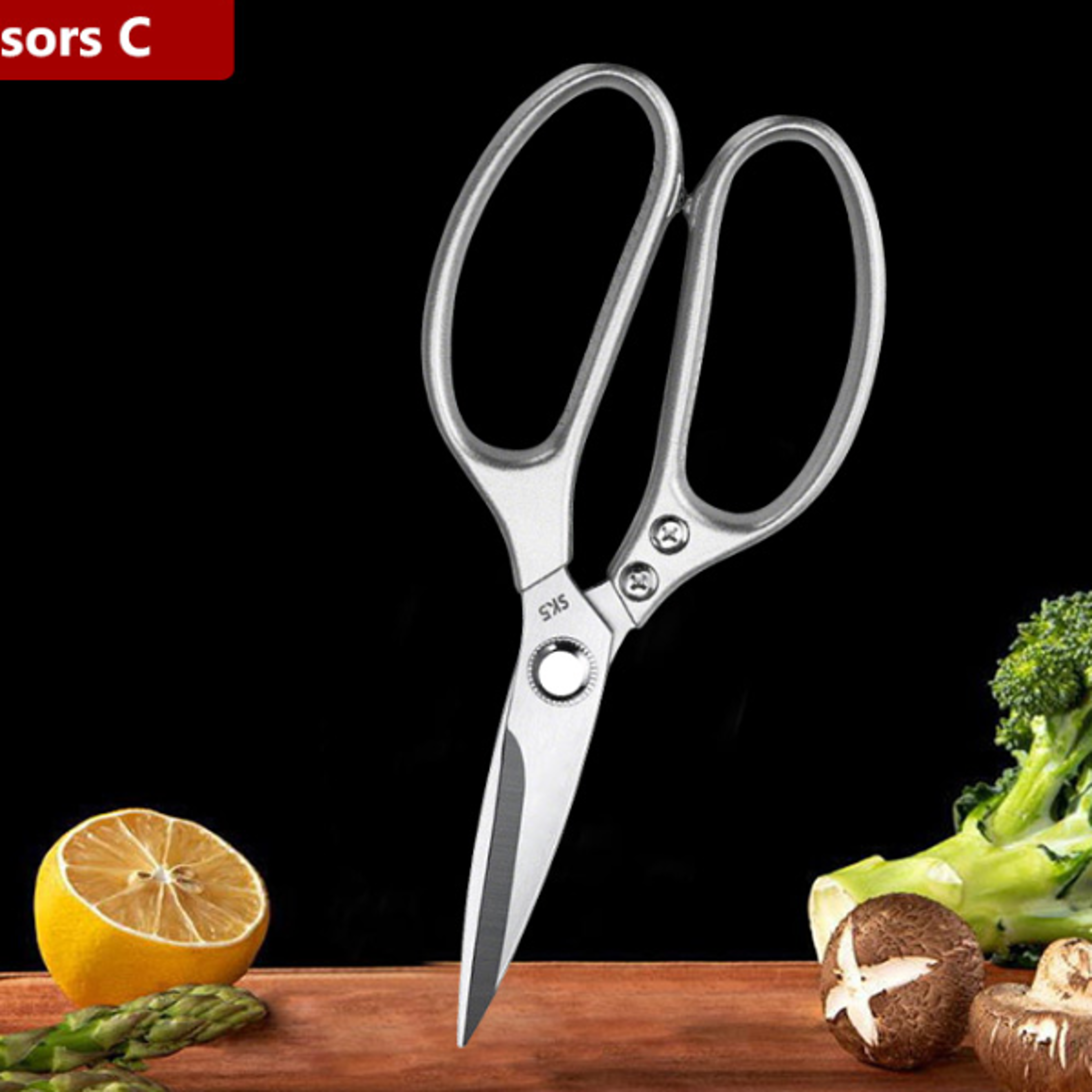 WXCOO Kitchen Scissors Chicken Bone Scissors Stainless Steel Cutting Knife Multifunctional Food Scis