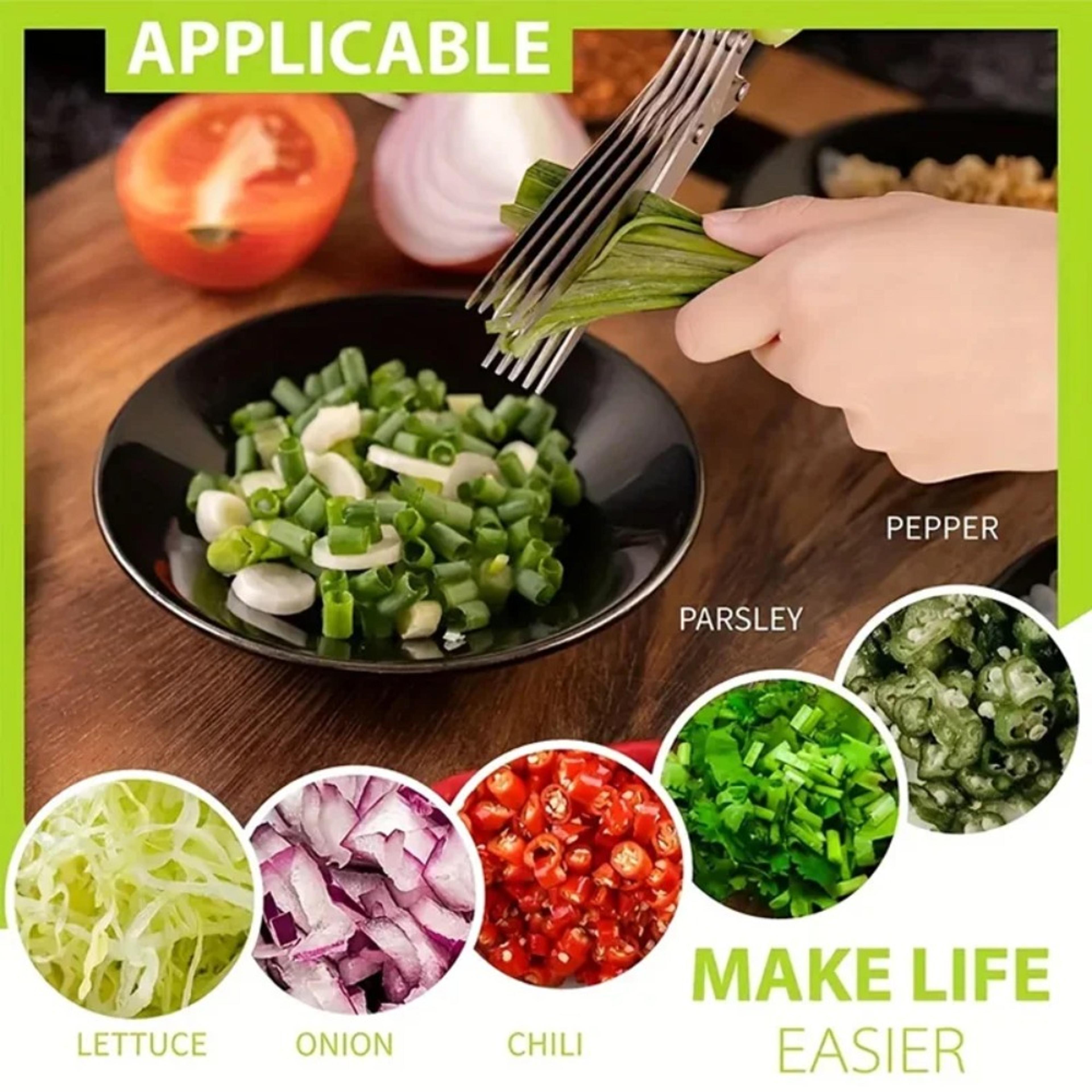 Stainless Multi Functional Herb Cutter  Kitchen Shears Green Onion Scissors For Scallions Chives  V 4