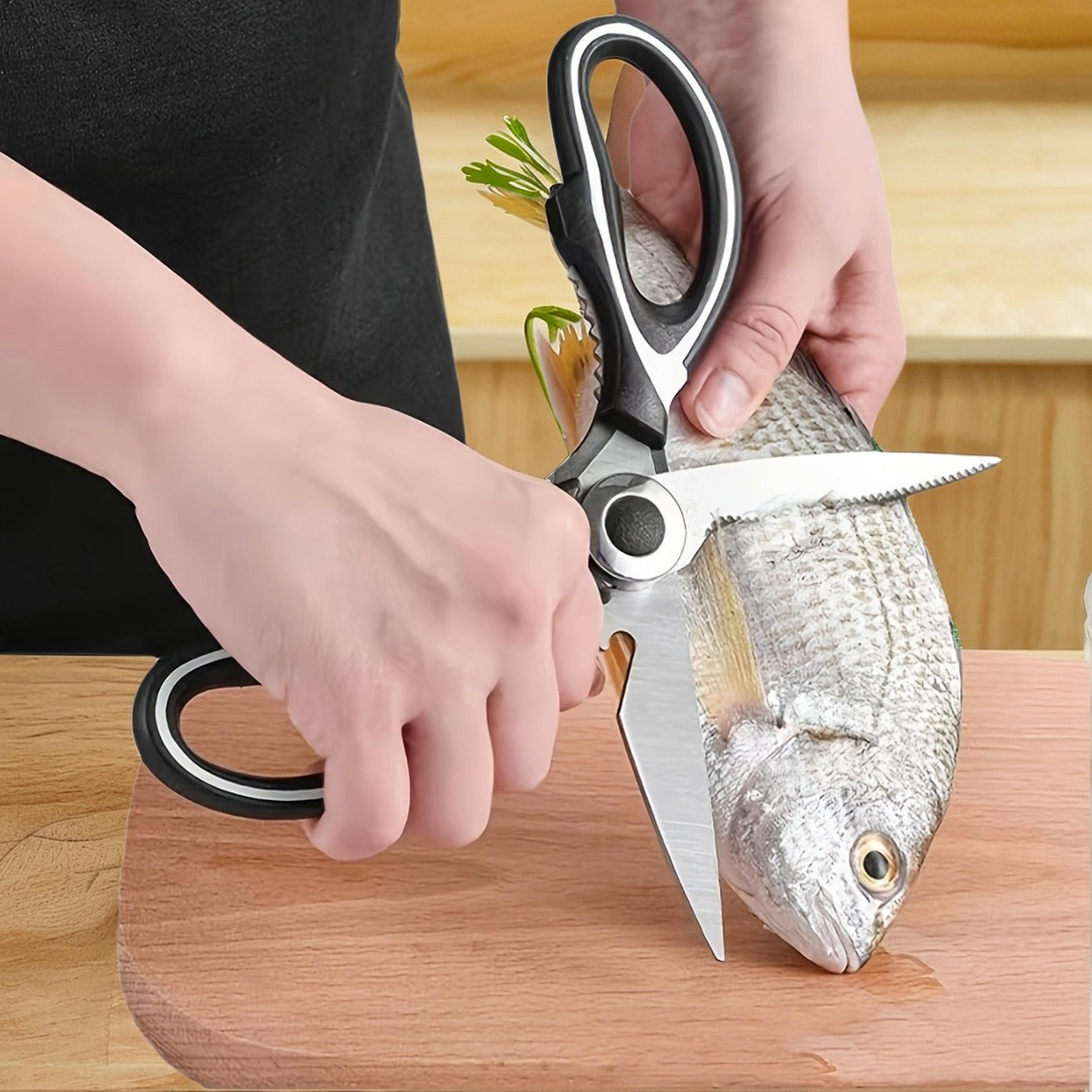 heavy duty stainless steel kitchen scissors with cover for chicken, fish and meat
