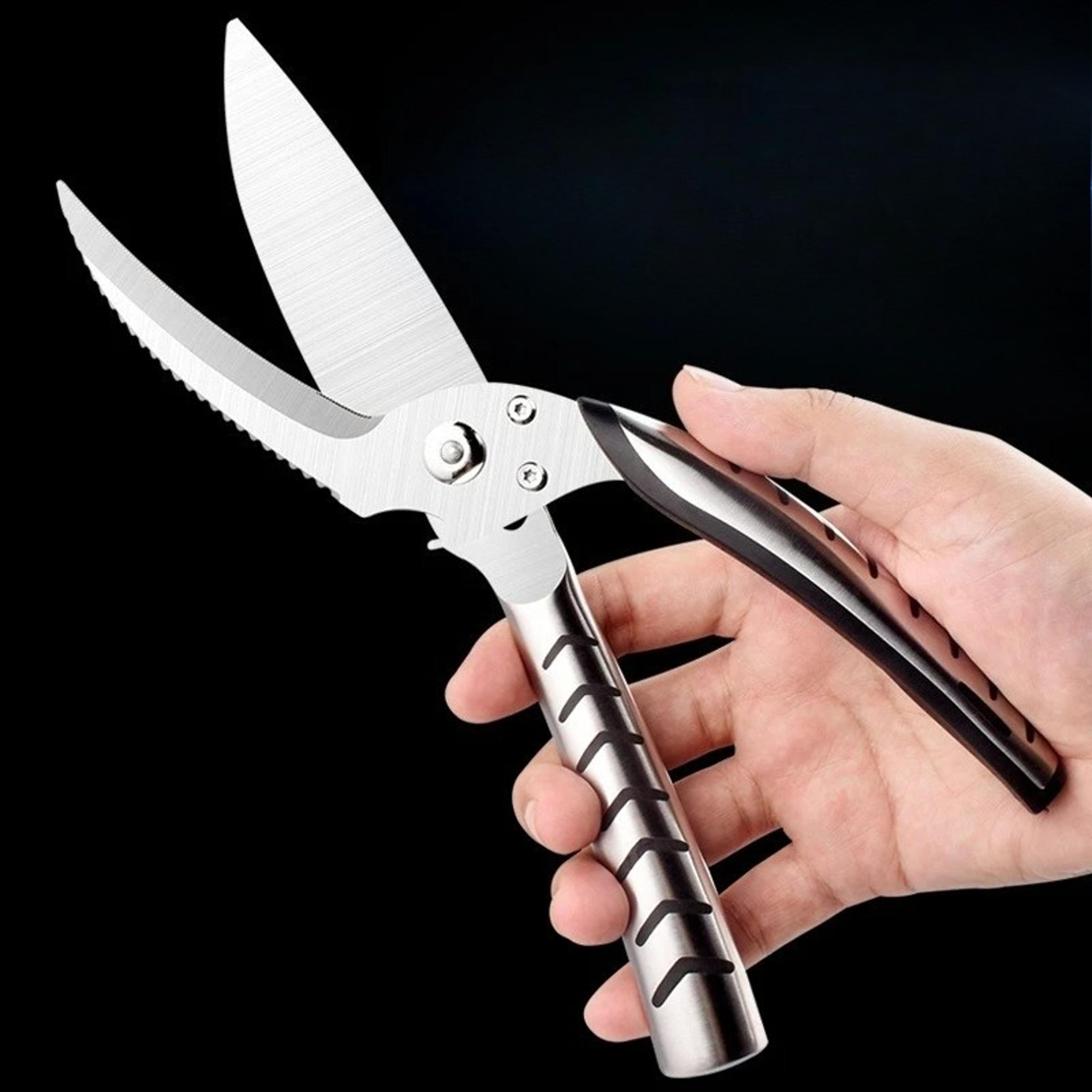 professional multipurpose kitchen shears serrated edge, bone cutting kitchen scissors for chicken, fish & seafood prep