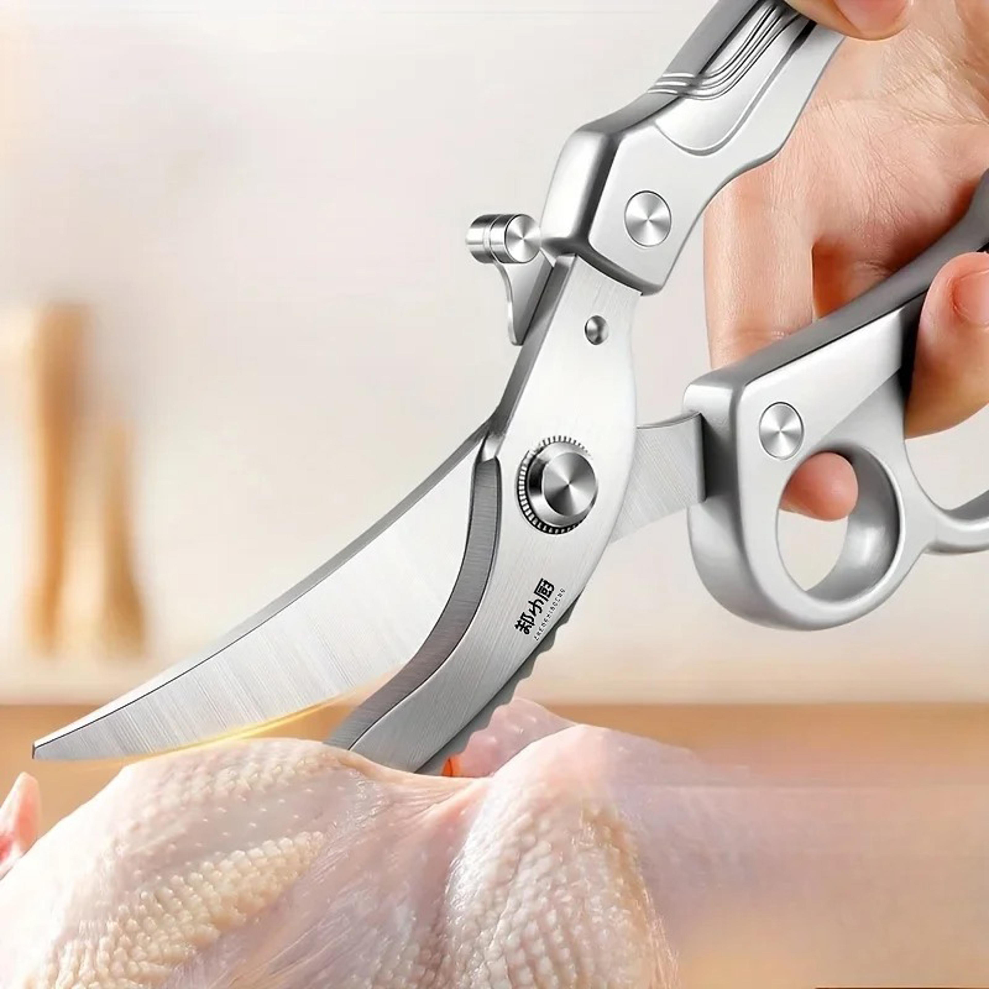 heavy duty kitchen shears for chicken, seafood & meat ergonomic stainless steel poultry scissors