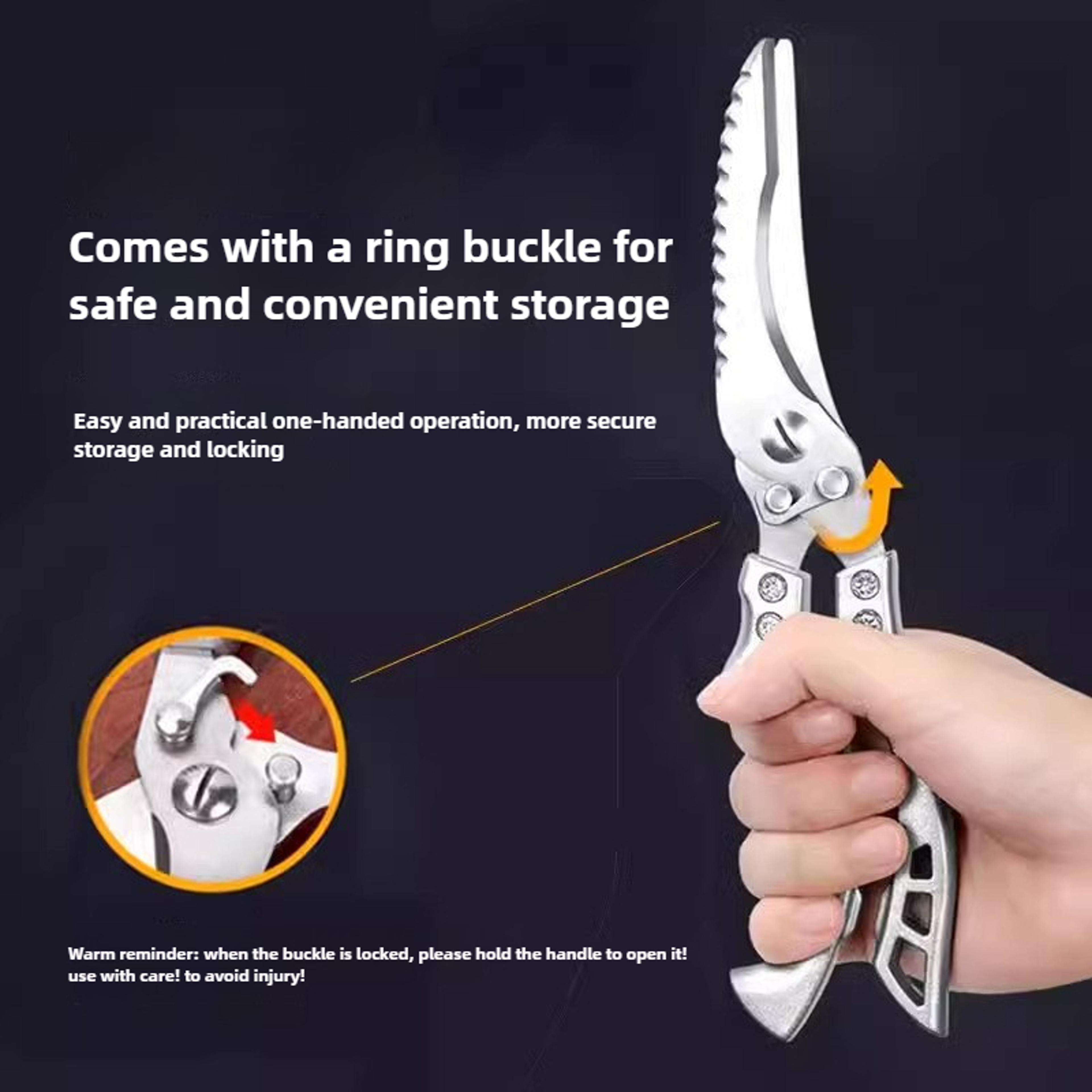 Heavy Duty Stainless Steel Kitchen Scissors Multipurpose Spring Loaded Kitchen Shears For Chicken M 2