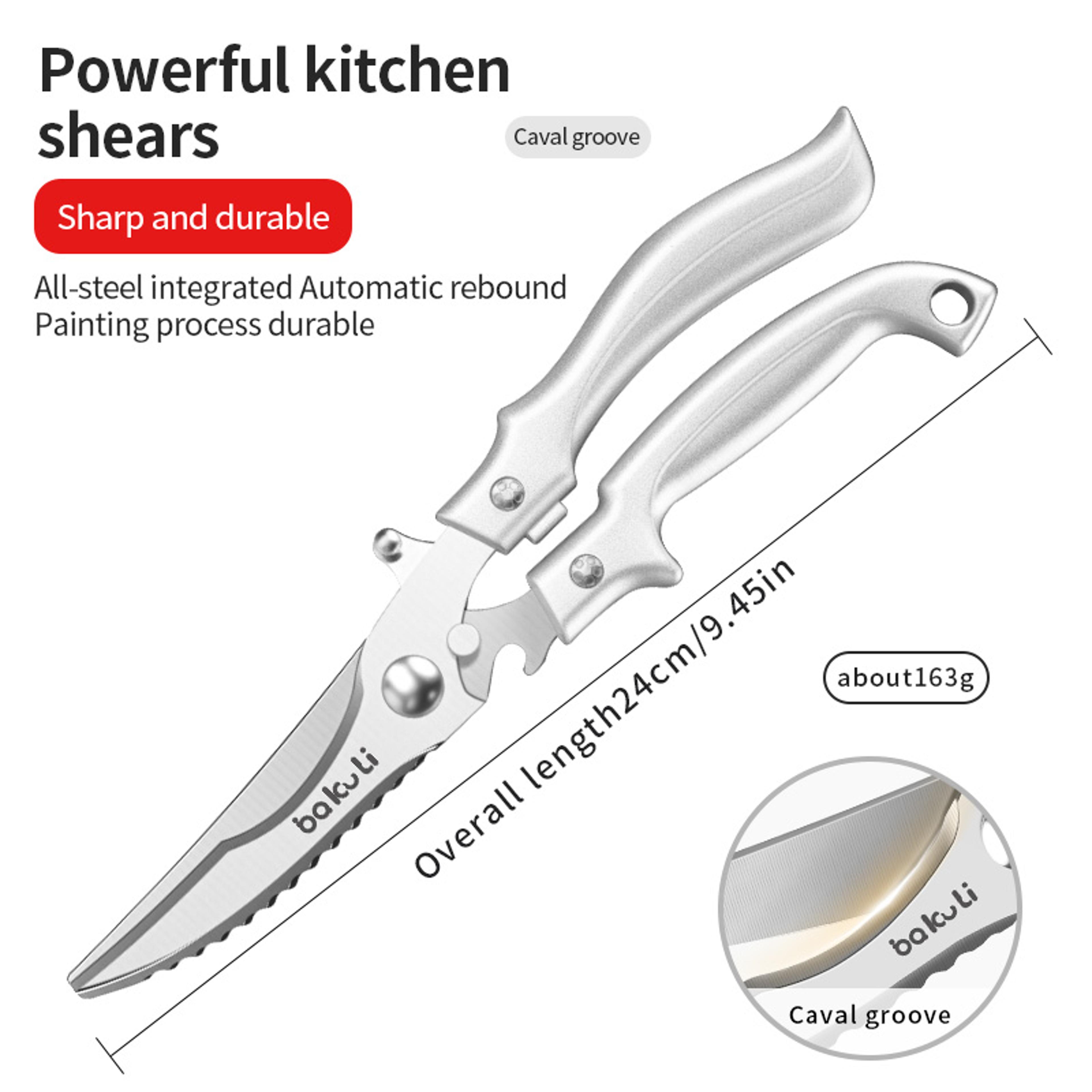 PrecisionCut Pro Kitchen Shears Heavy Duty Poultry Scissors For Bones Fish  Food Prep 3
